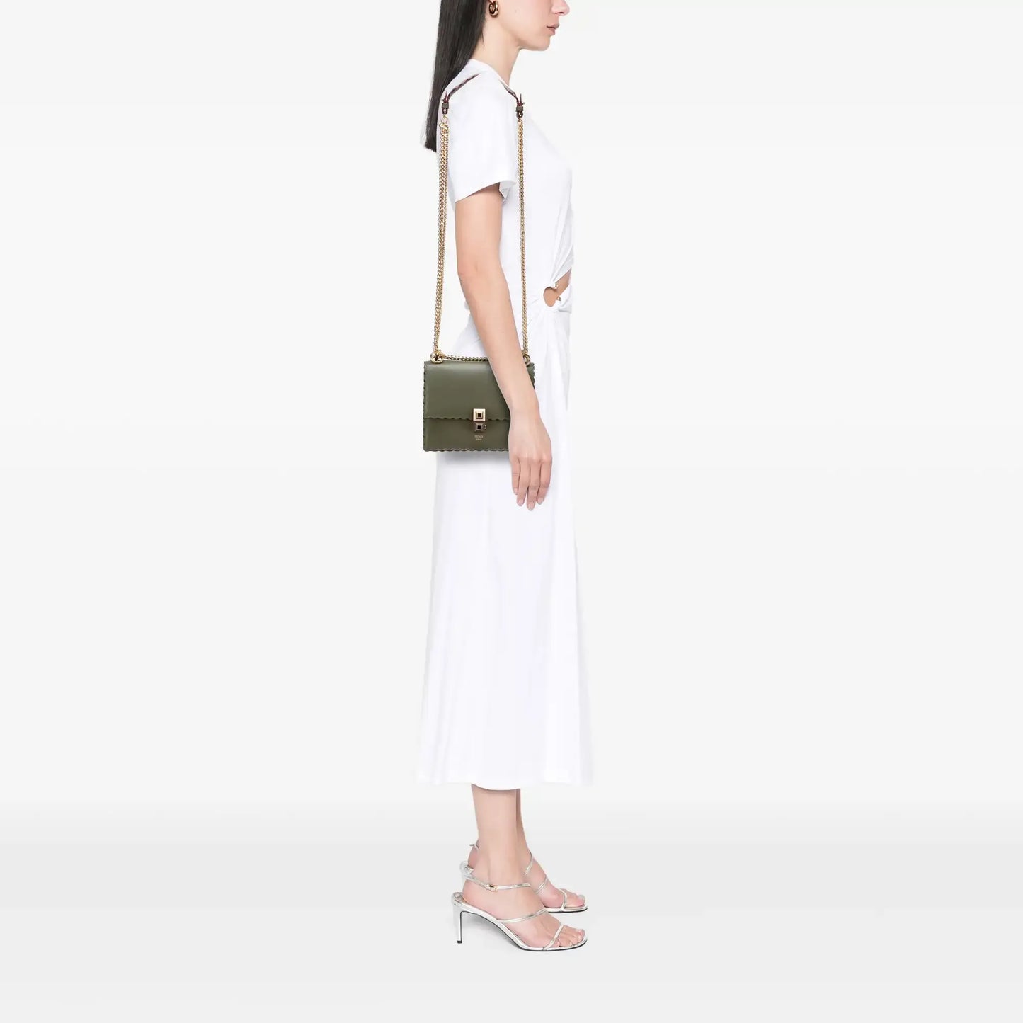 Fendi Small Scalloped Leather Kan I Crossbody