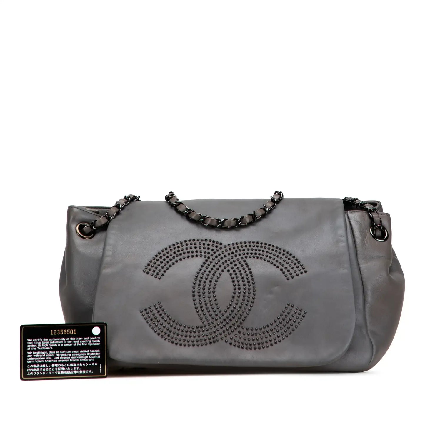 Chanel Lambskin Studded CC Accordion Flap