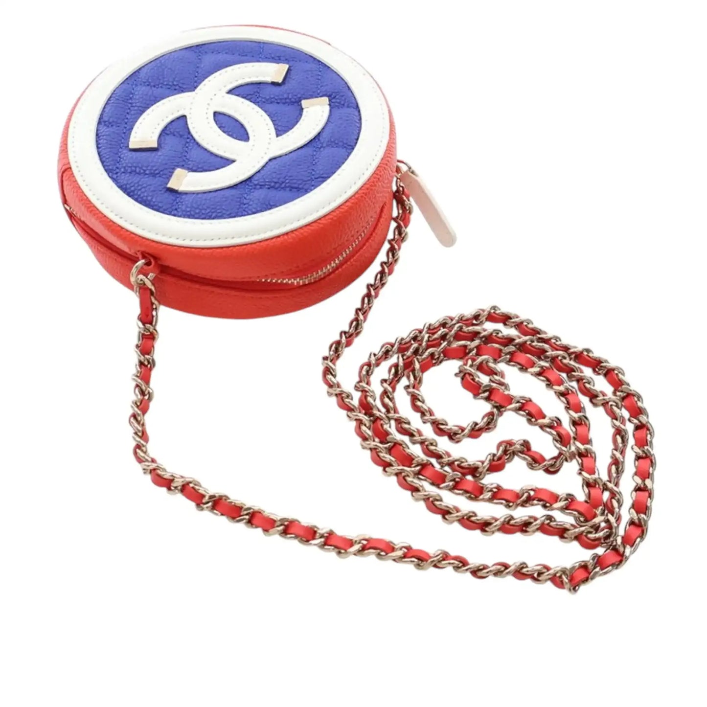 Chanel Tricolor Caviar CC Filigree Round Crossbody