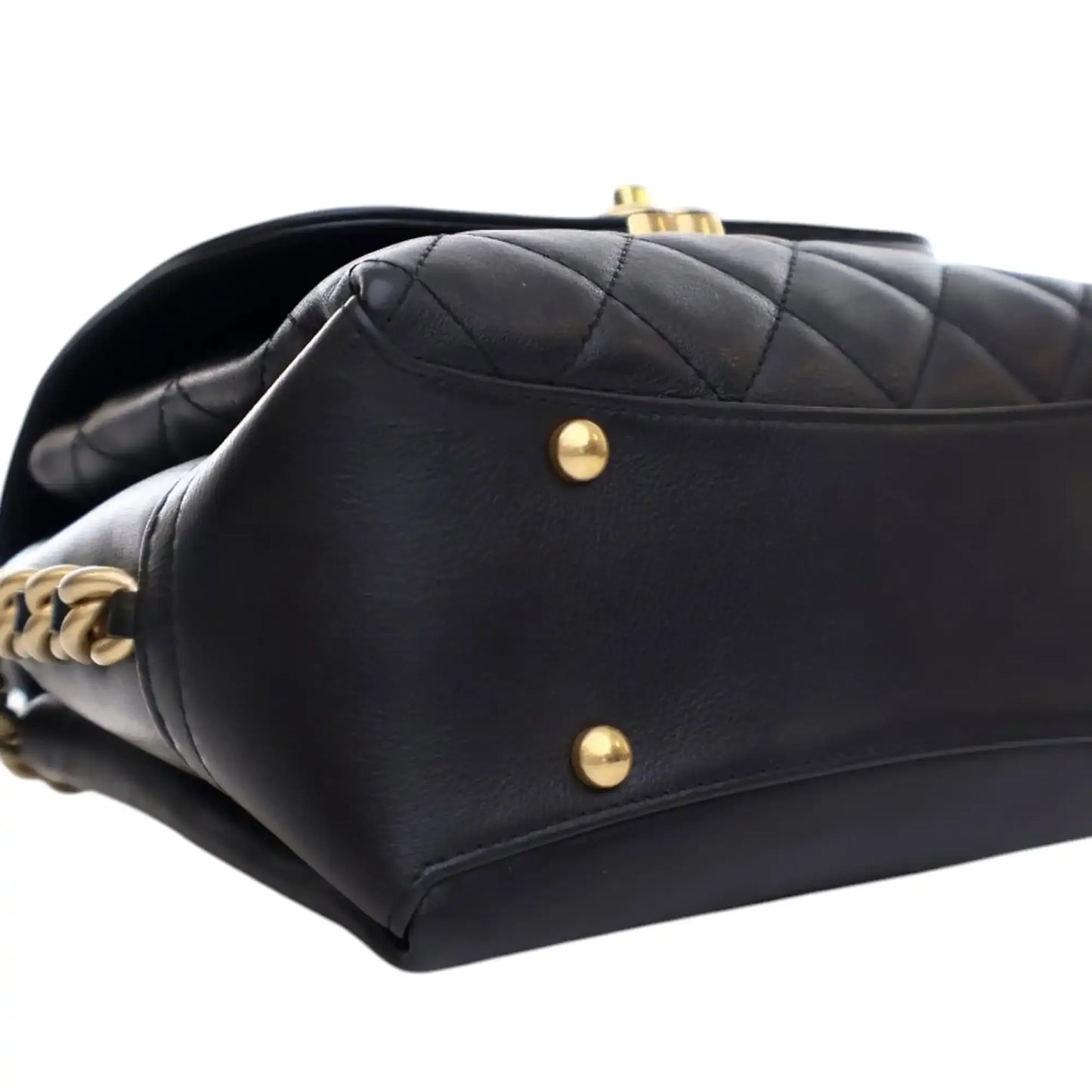 Chanel Quilted Goatskin Side Chain Compartment Flap