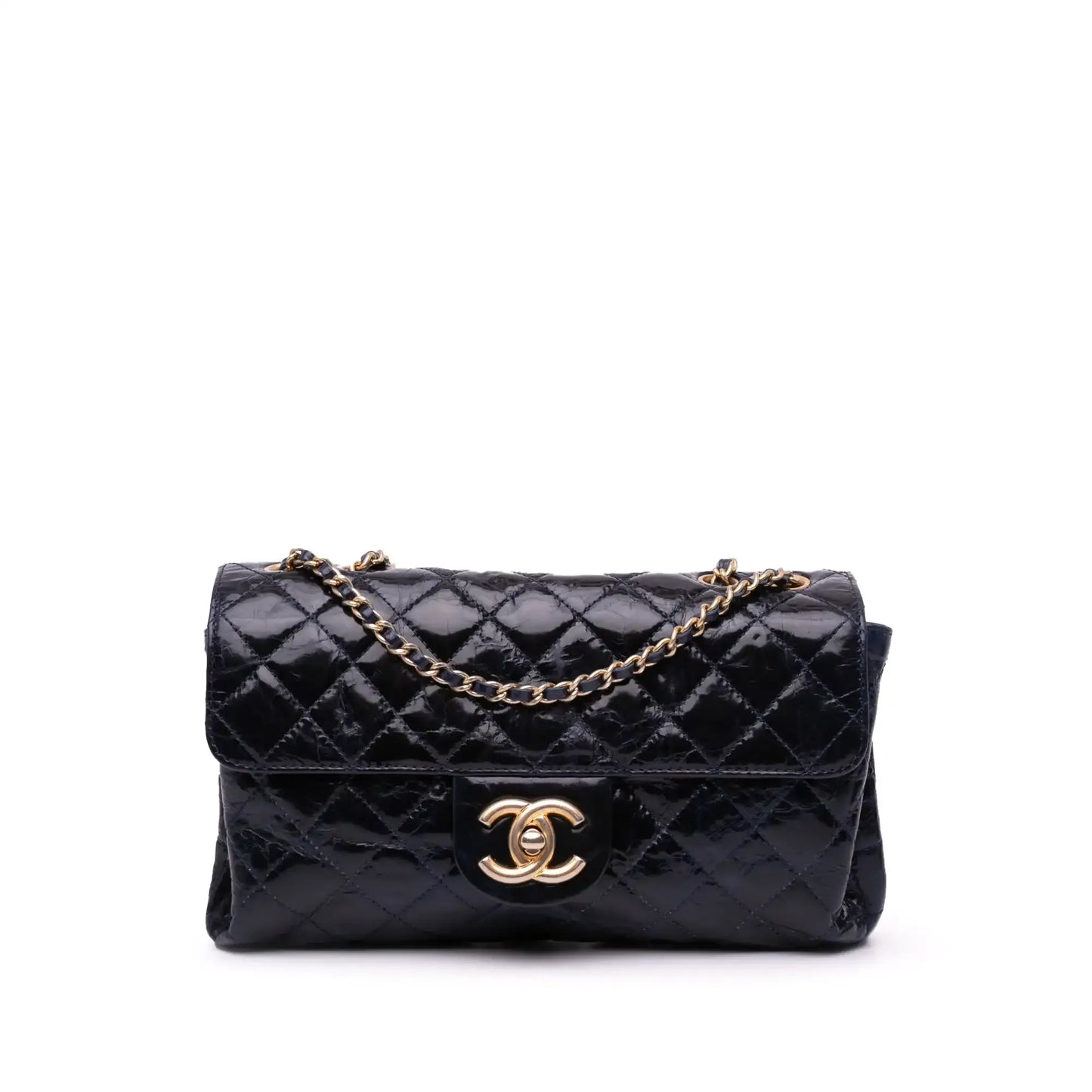 Chanel CC Crackled Glazed Calfskin Accordion Flap