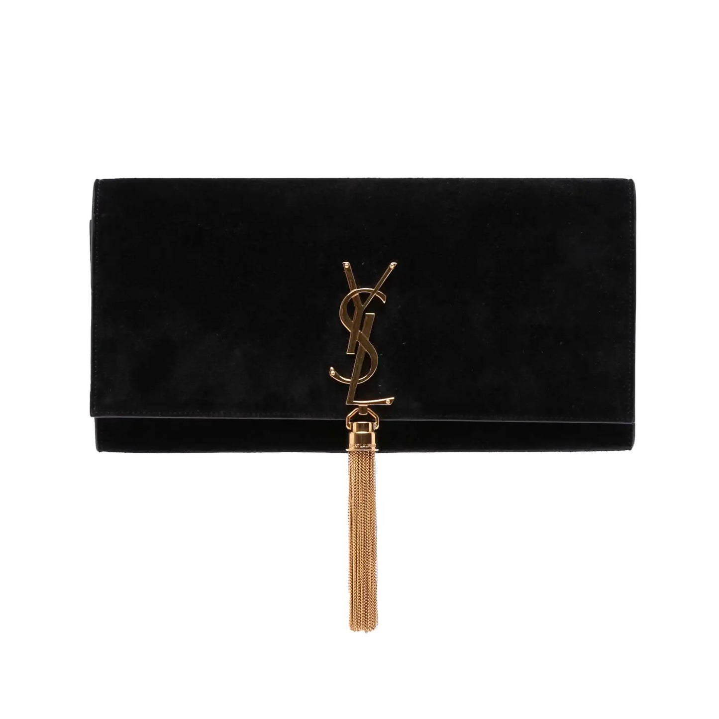 Saint Laurent Suede Classic Monogram Cassandre Tassel Clutch