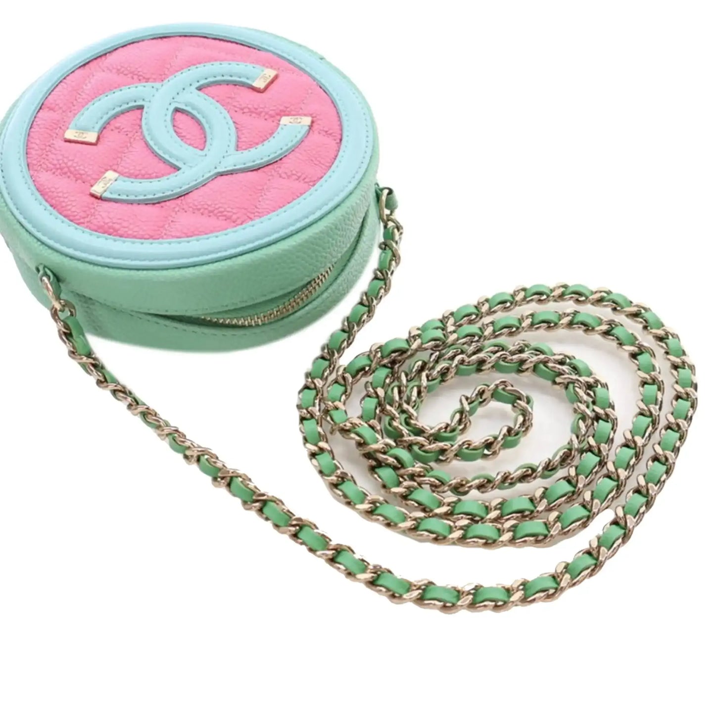 Chanel Tricolor Caviar CC Filigree Round Crossbody