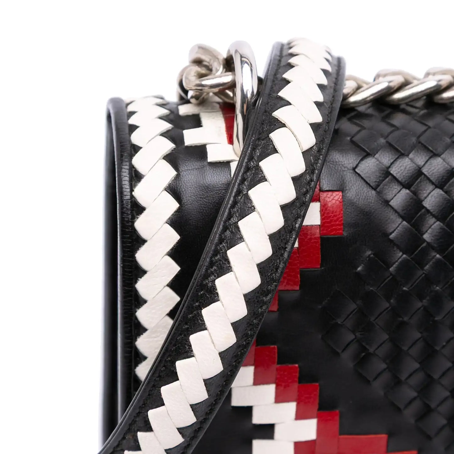 Prada Goatskin Woven Madras Crossbody