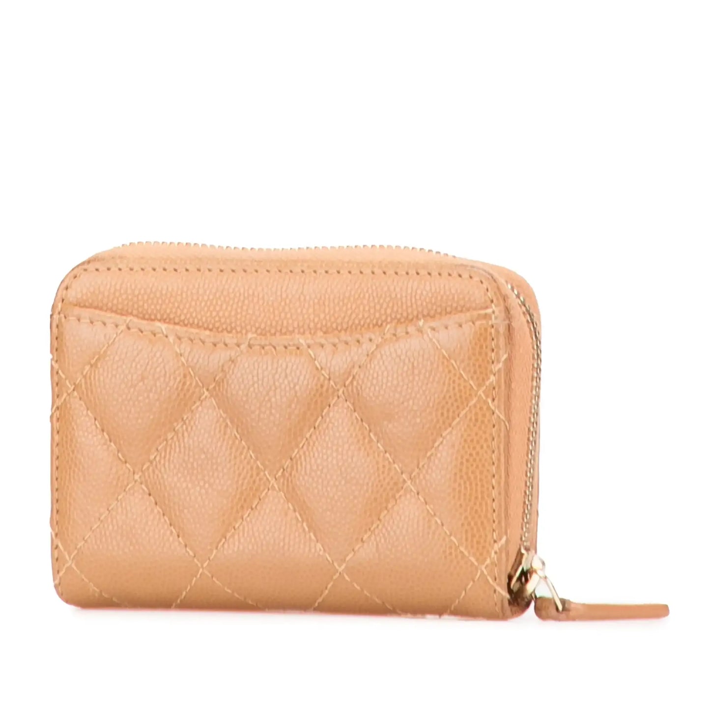 Chanel CC Quilted Caviar Zip Around Coin Purse