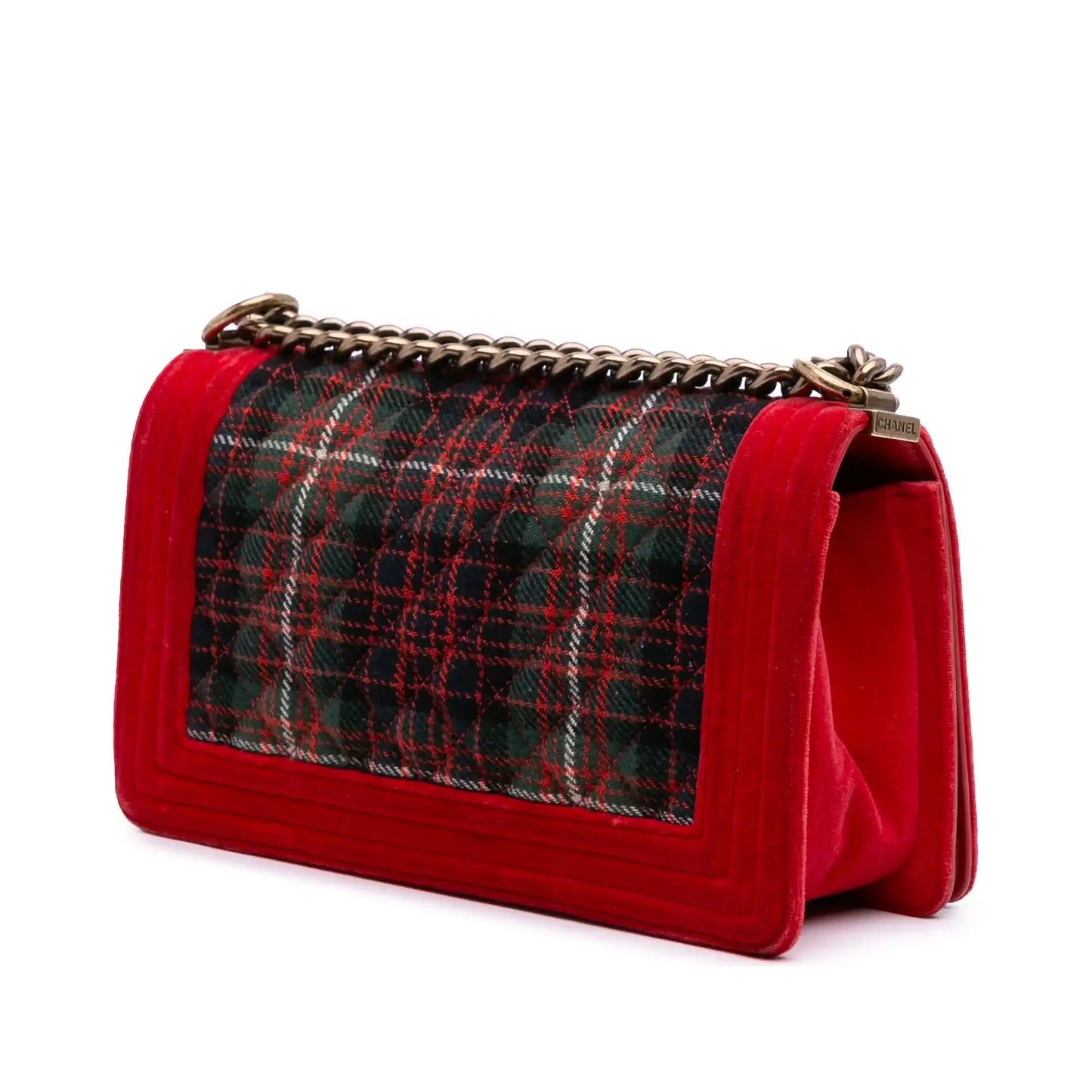 Chanel Old Medium Quilted Tweed and Velvet Boy Flap