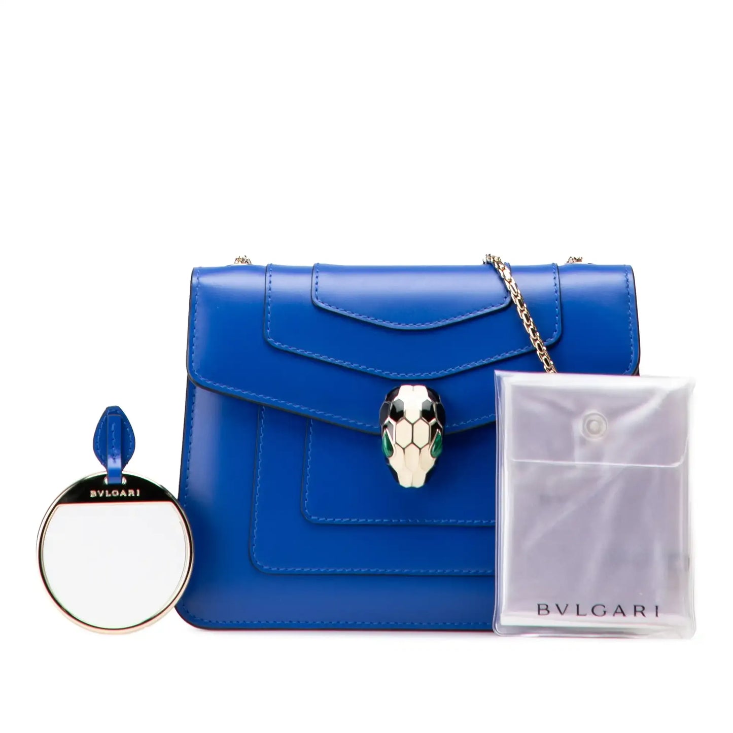 Bvlgari Small Leather Square Serpenti Forever Chain Crossbody