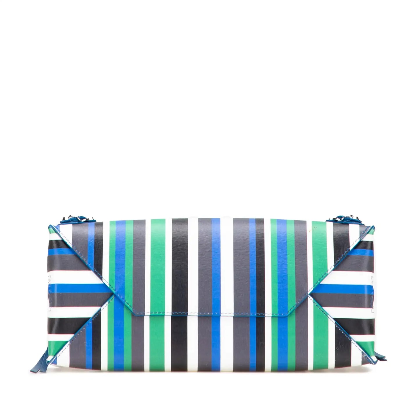 Balenciaga Mini Leather Striped Papier A6 Zip Around Satchel