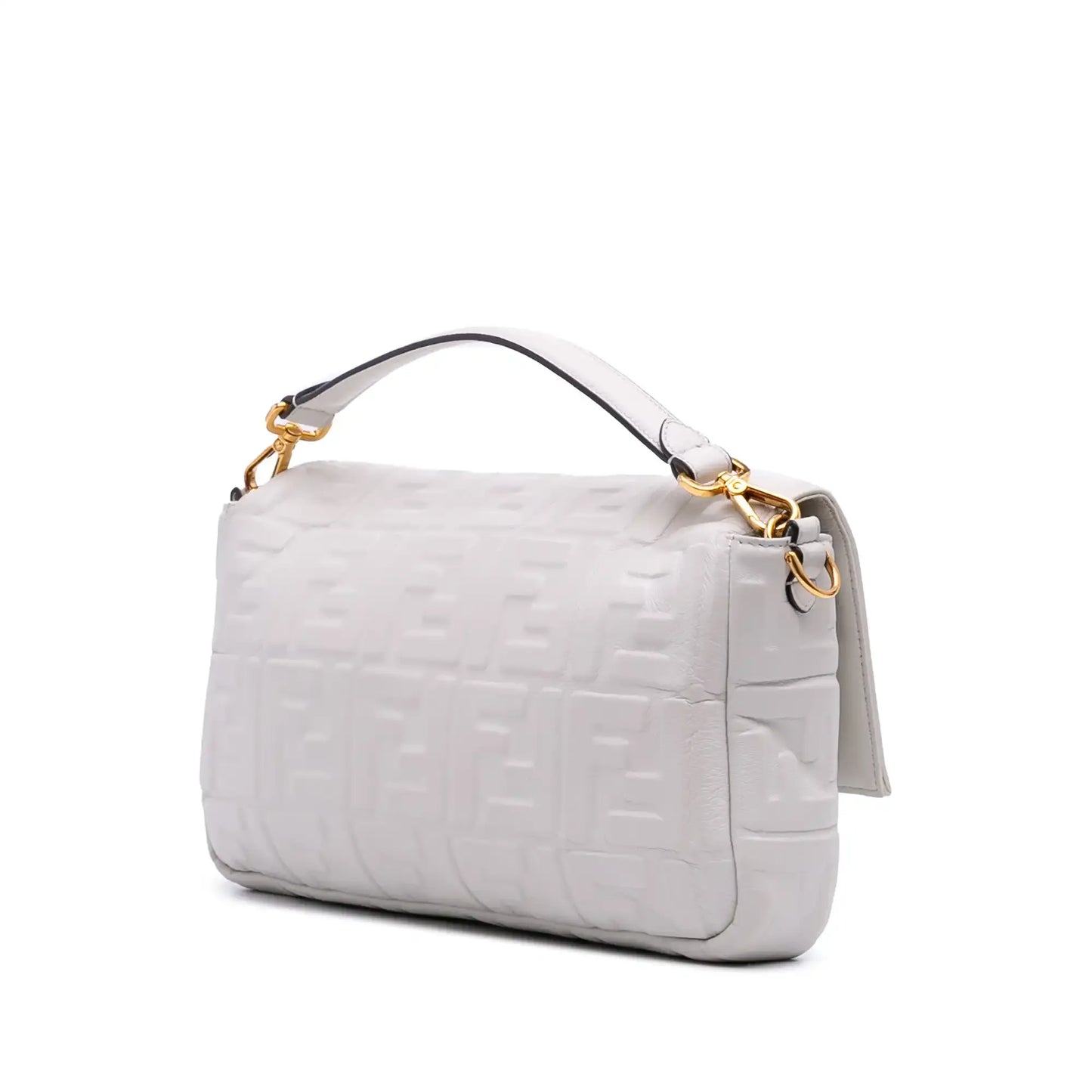 Fendi Large Zucca Embossed Leather Baguette Satchel