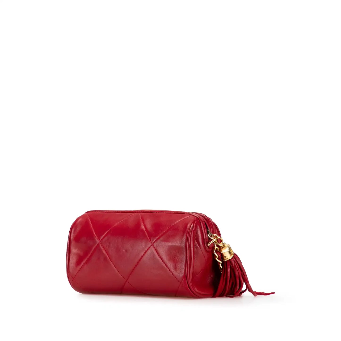 Chanel Mini Quilted Lambskin Tassel Barrel Crossbody