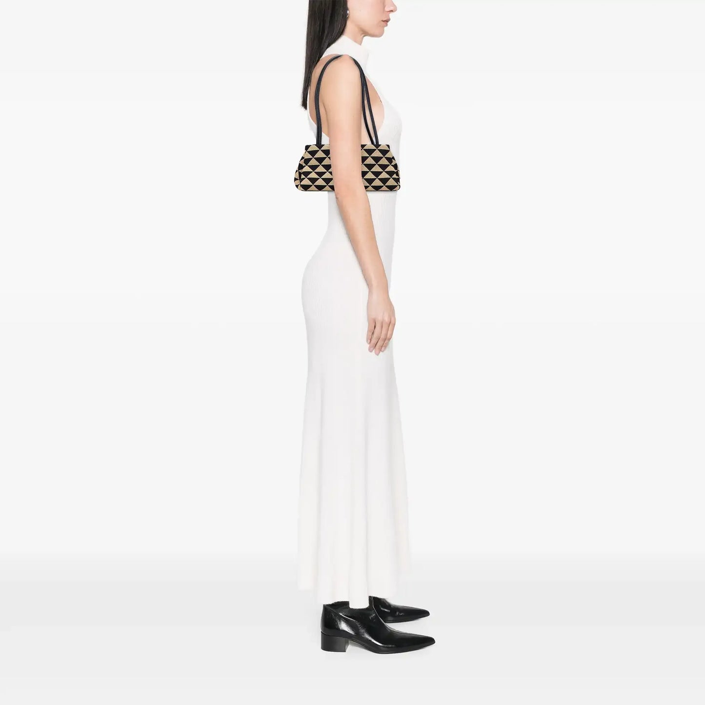 Prada Small Triangolo Symbole Jacquard Embroidered Shoulder Bag