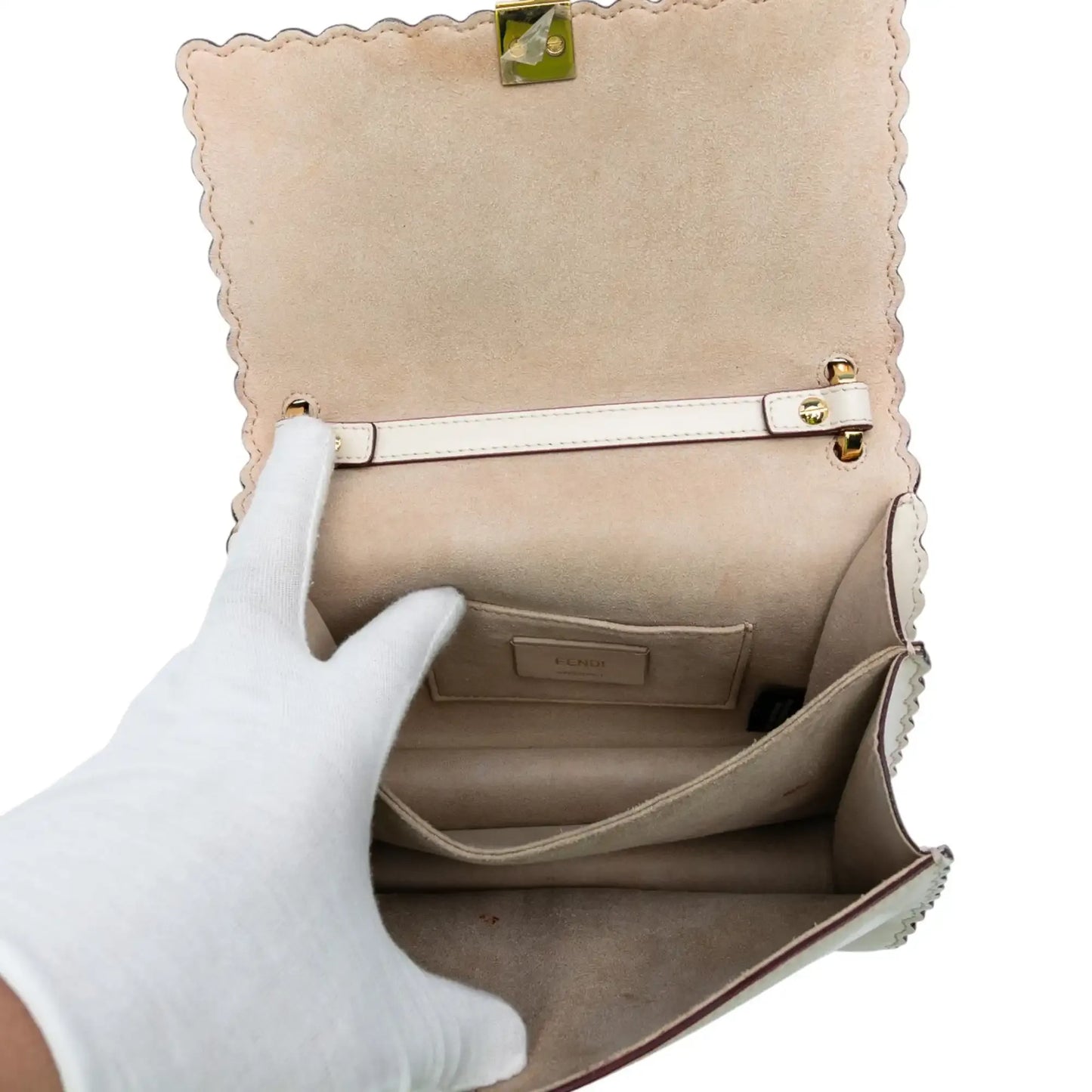 Fendi Small Scalloped Leather Kan I Crossbody
