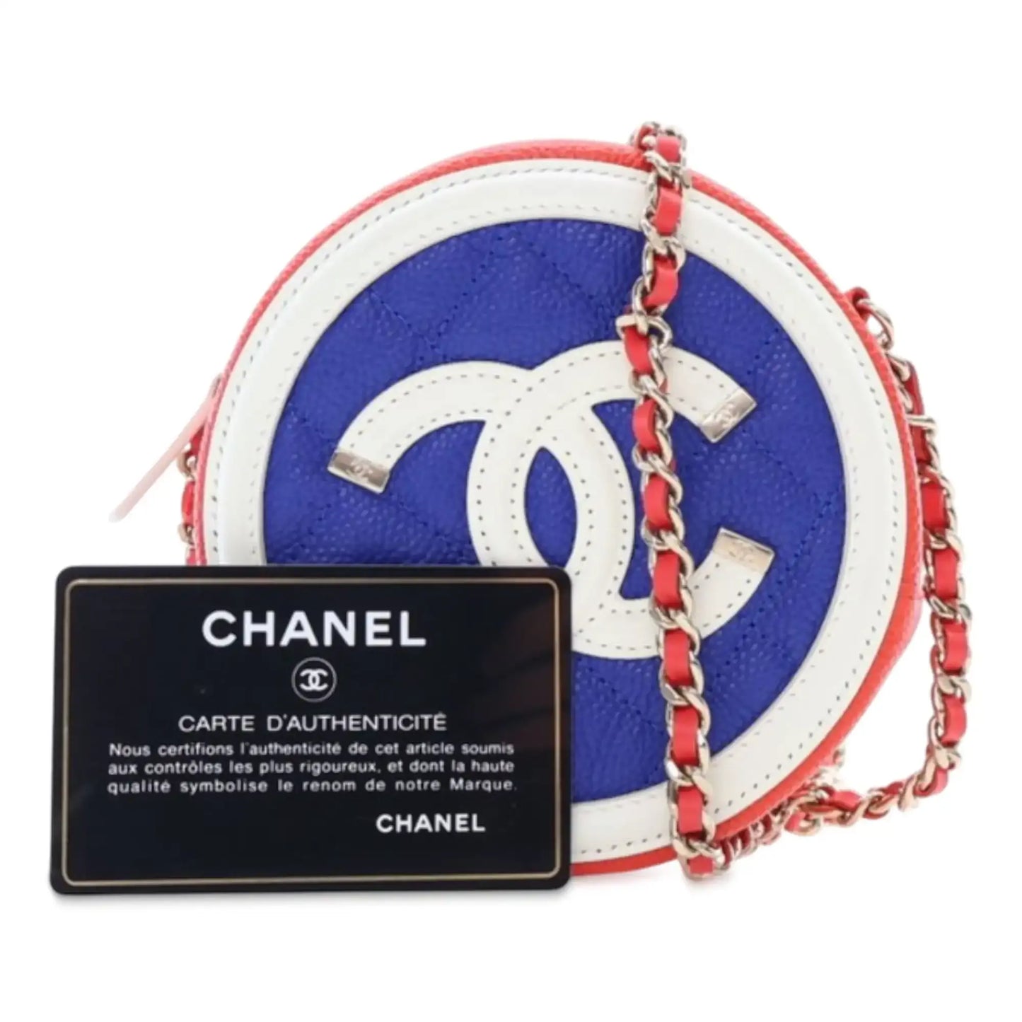 Chanel Tricolor Caviar CC Filigree Round Crossbody
