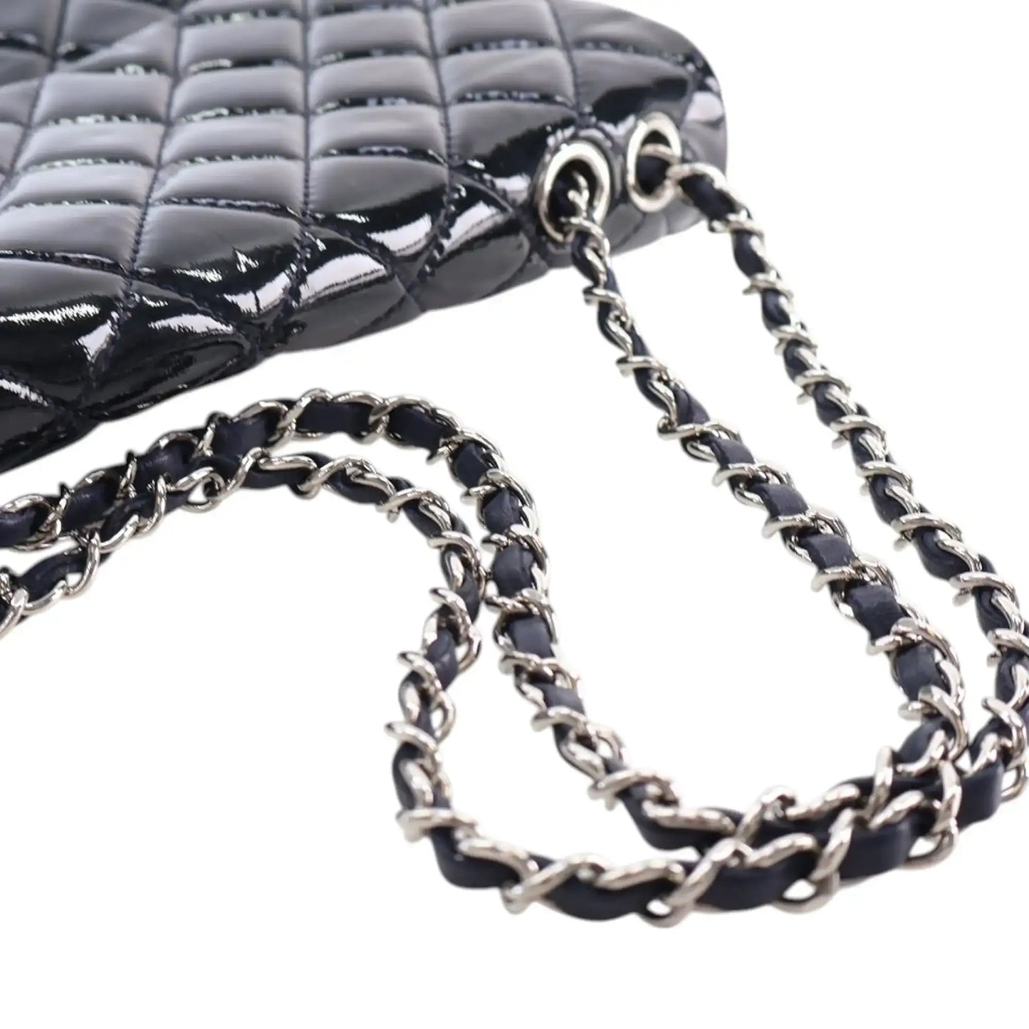 Chanel Jumbo Quilted Patent 3 Compartment Flap