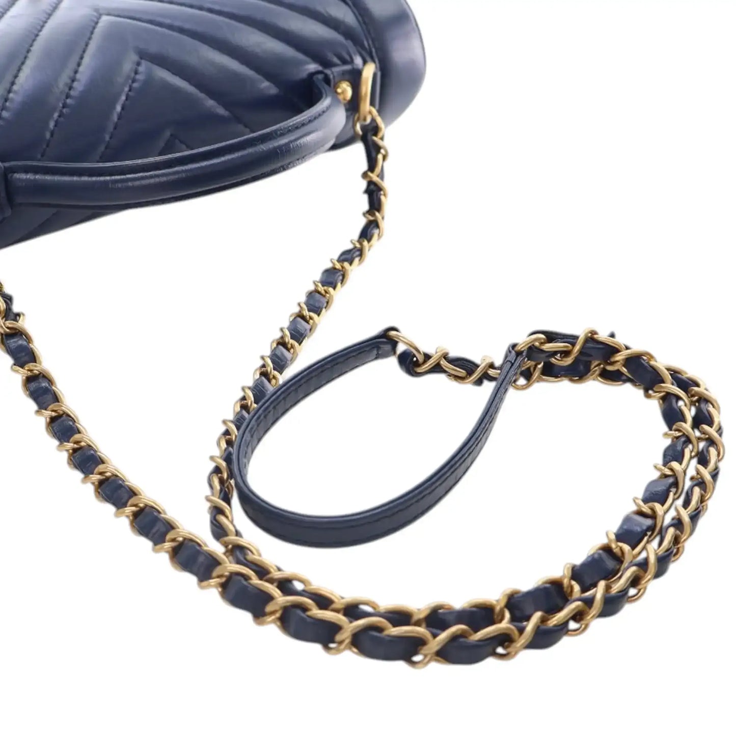 Chanel CC Chevron Aged Calfskin Top Handle Flap