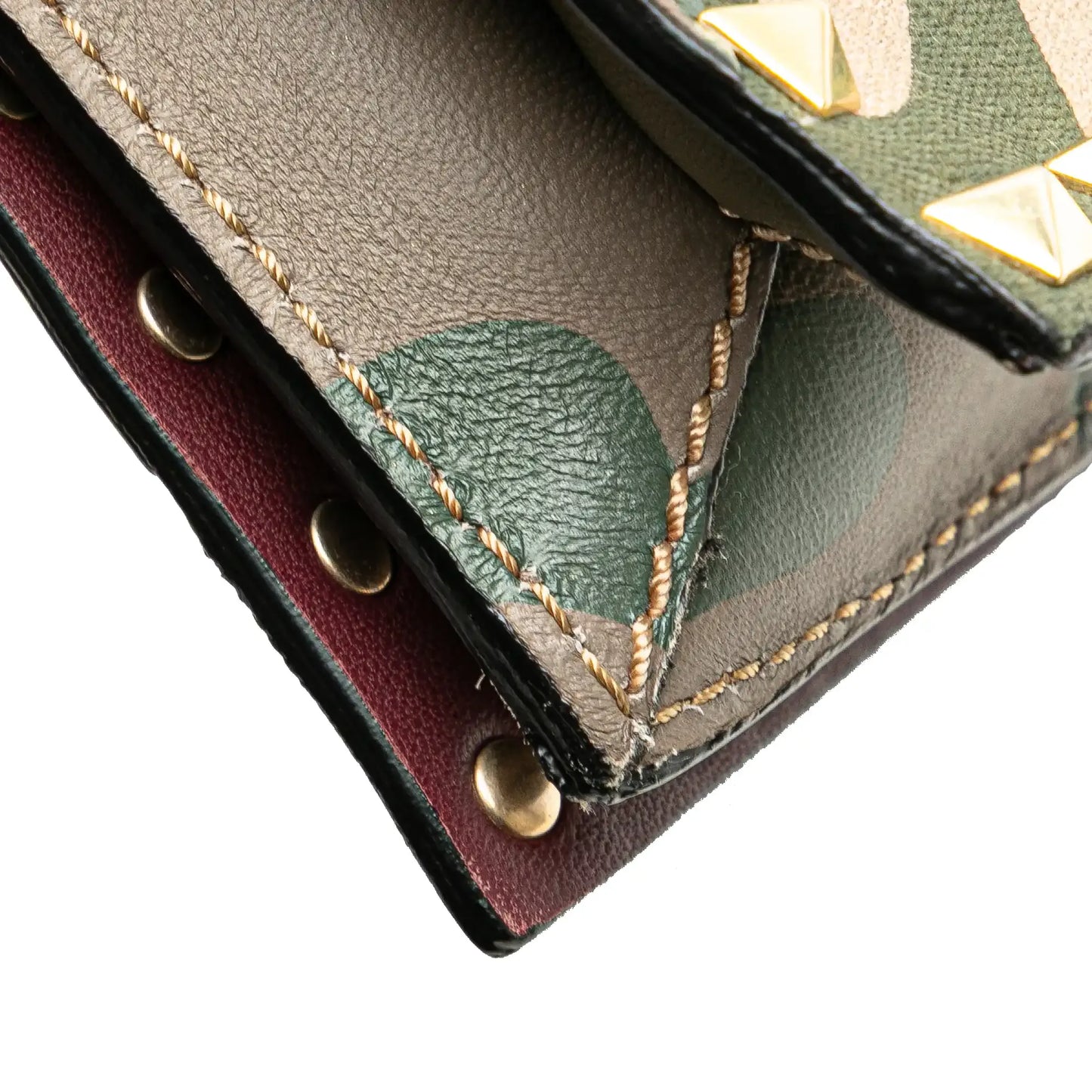 Valentino Canvas and Nappa Camouflage Rockstud Wristlet Clutch