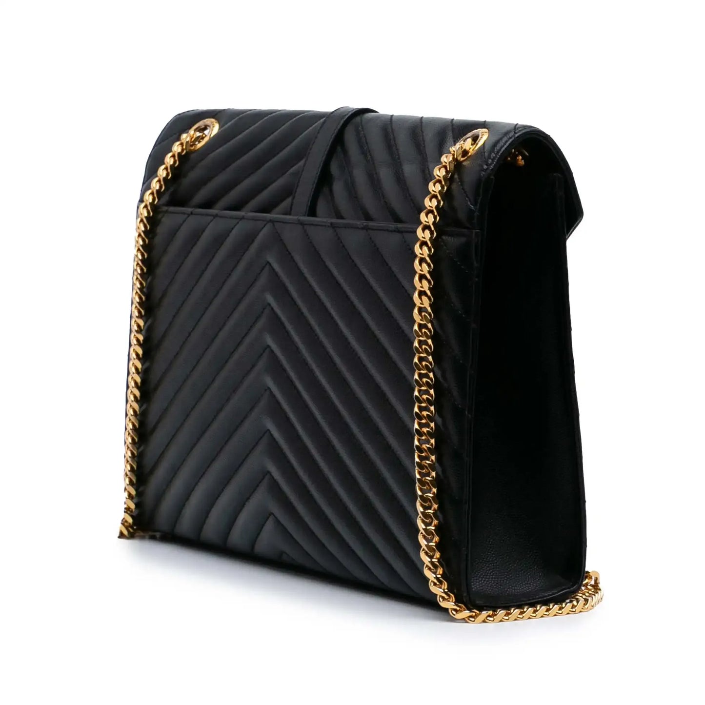 Saint Laurent Large Grain de Poudre Monogram Chevron Envelope Bag