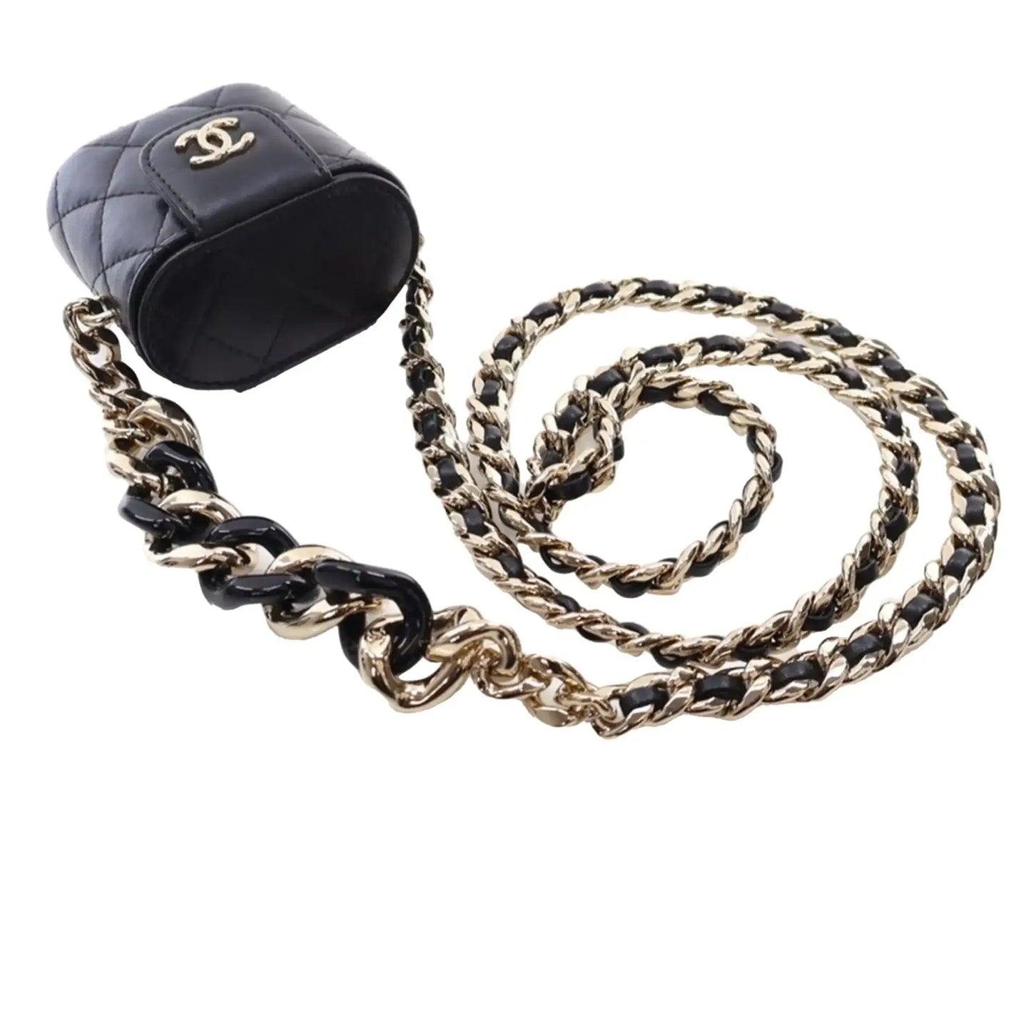 Chanel Mini Quilted Lambskin Resin Elegant Chain Tubular Vanity Case