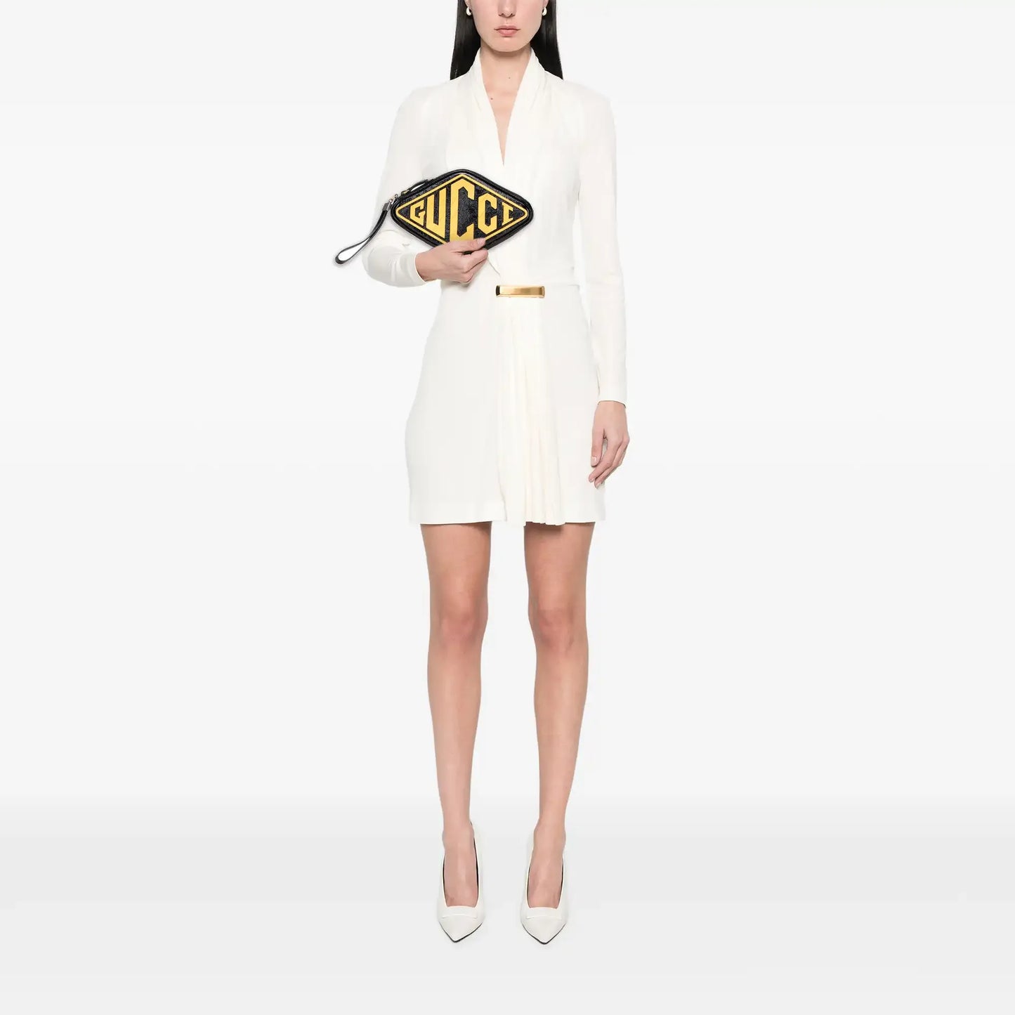 Gucci Patent and Rubber Game Patch Logo Wristlet Bag