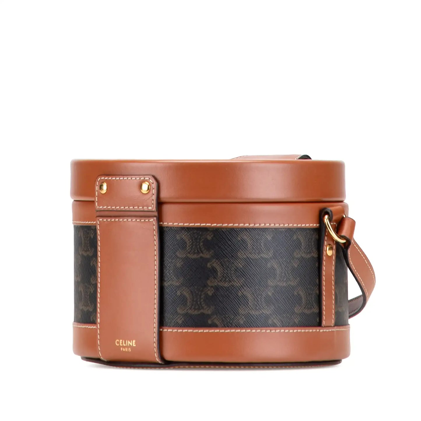 Celine Medium Triomphe Coated Canvas Tambour Crossbody