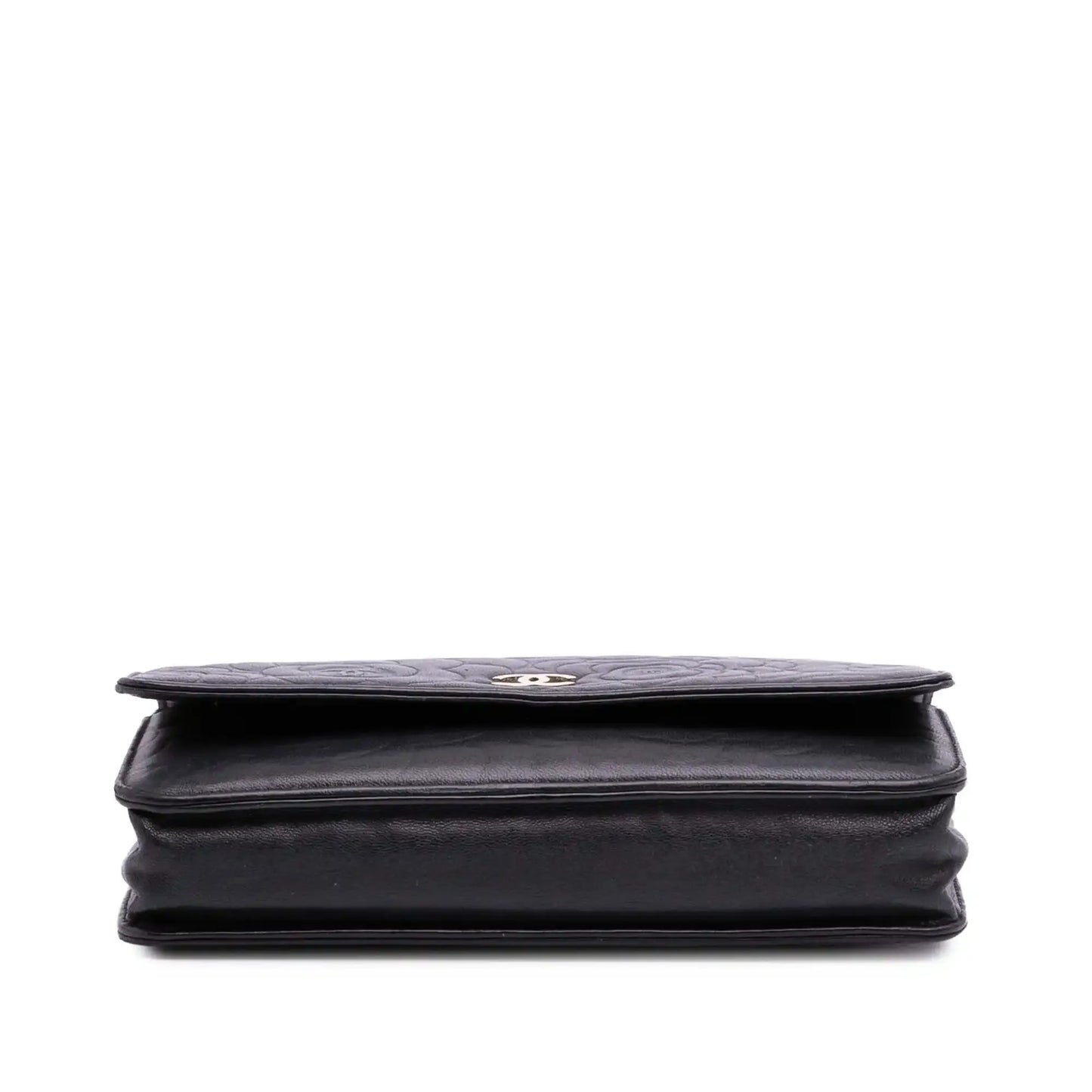 Chanel Lambskin Camellia Embossed Wallet On Chain