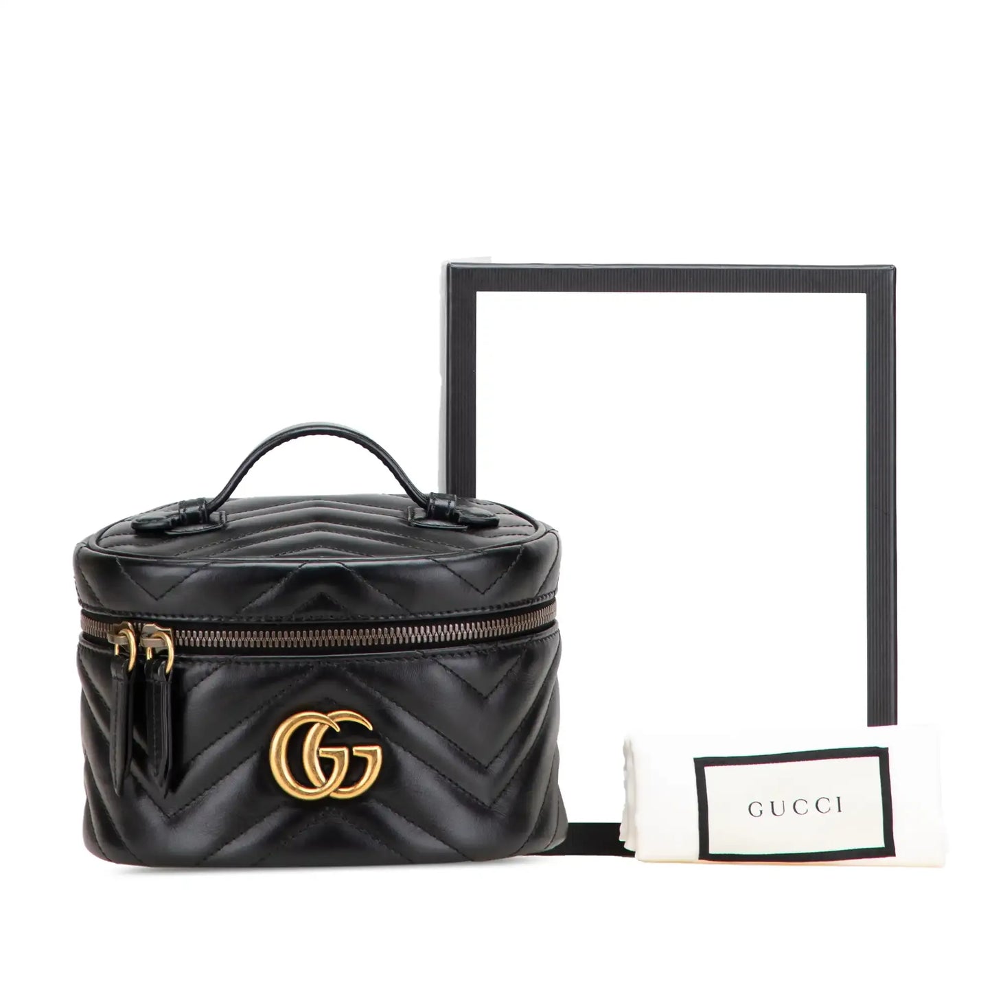 Gucci Mini GG Marmont Round Leather Vanity Bag