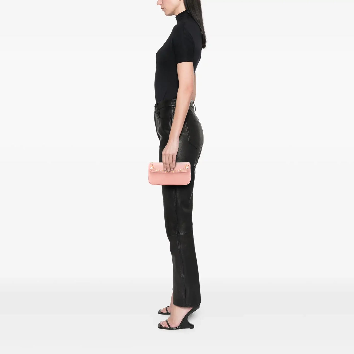 Miu Miu Goatskin Madras Crystal Studded Clutch