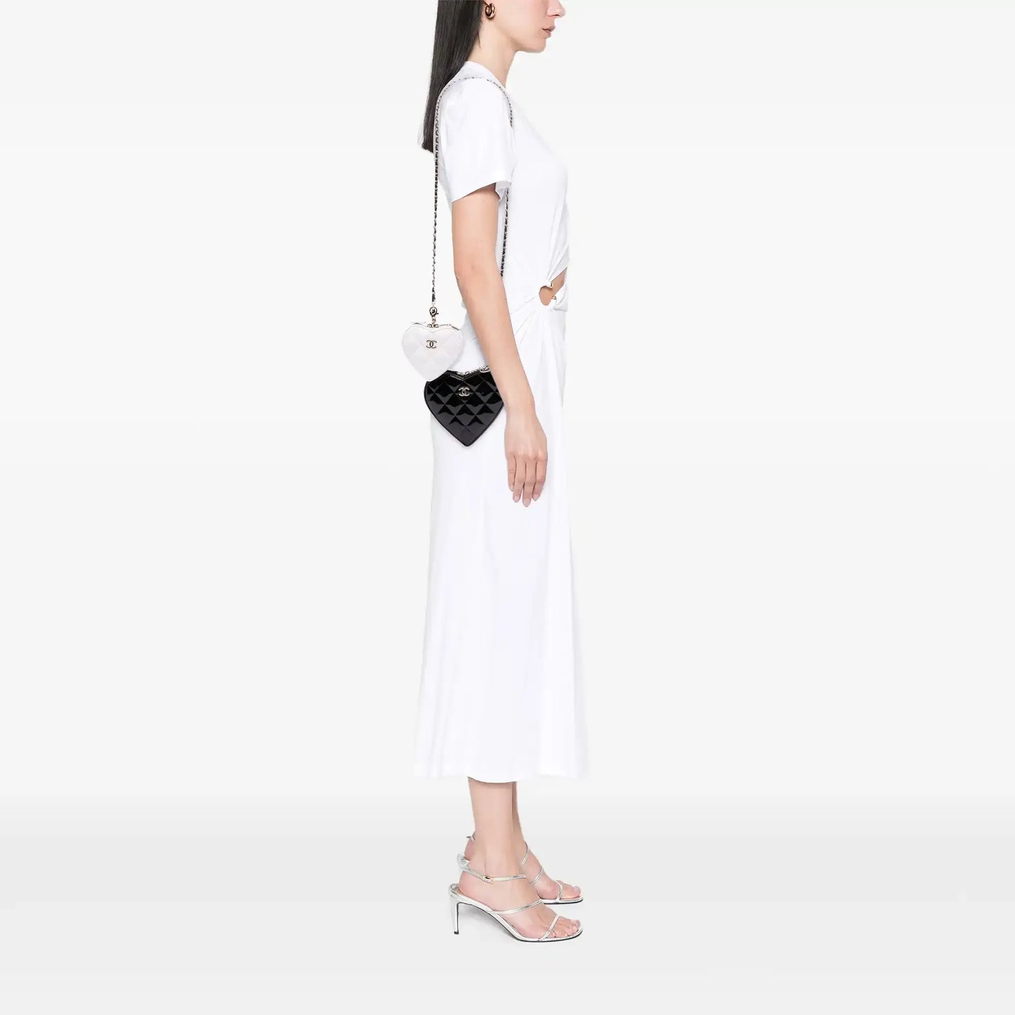 Chanel Quilted Patent Calfskin CC Heart Clutch With Chain