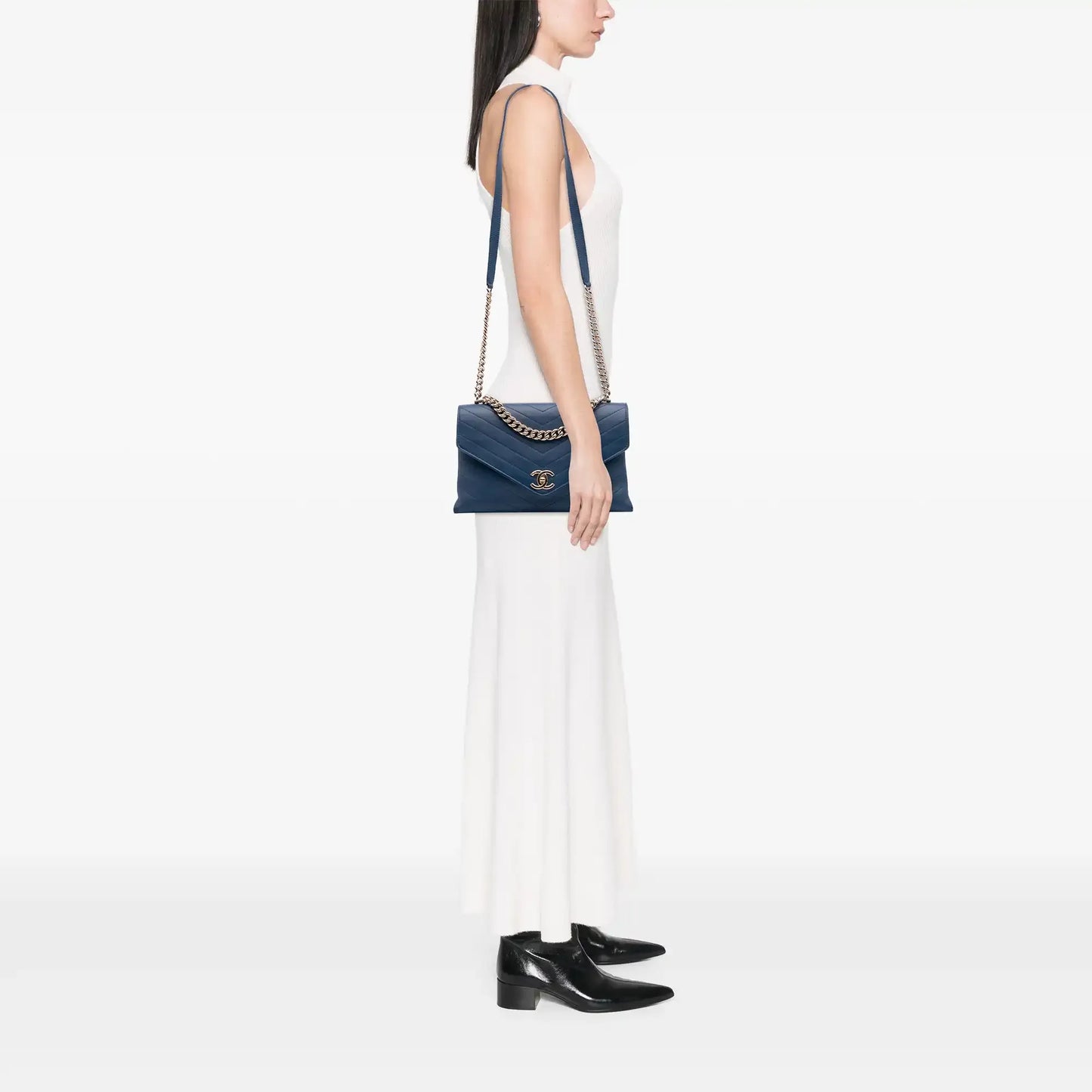 Chanel Medium Calfskin Coco Chevron Envelope Flap