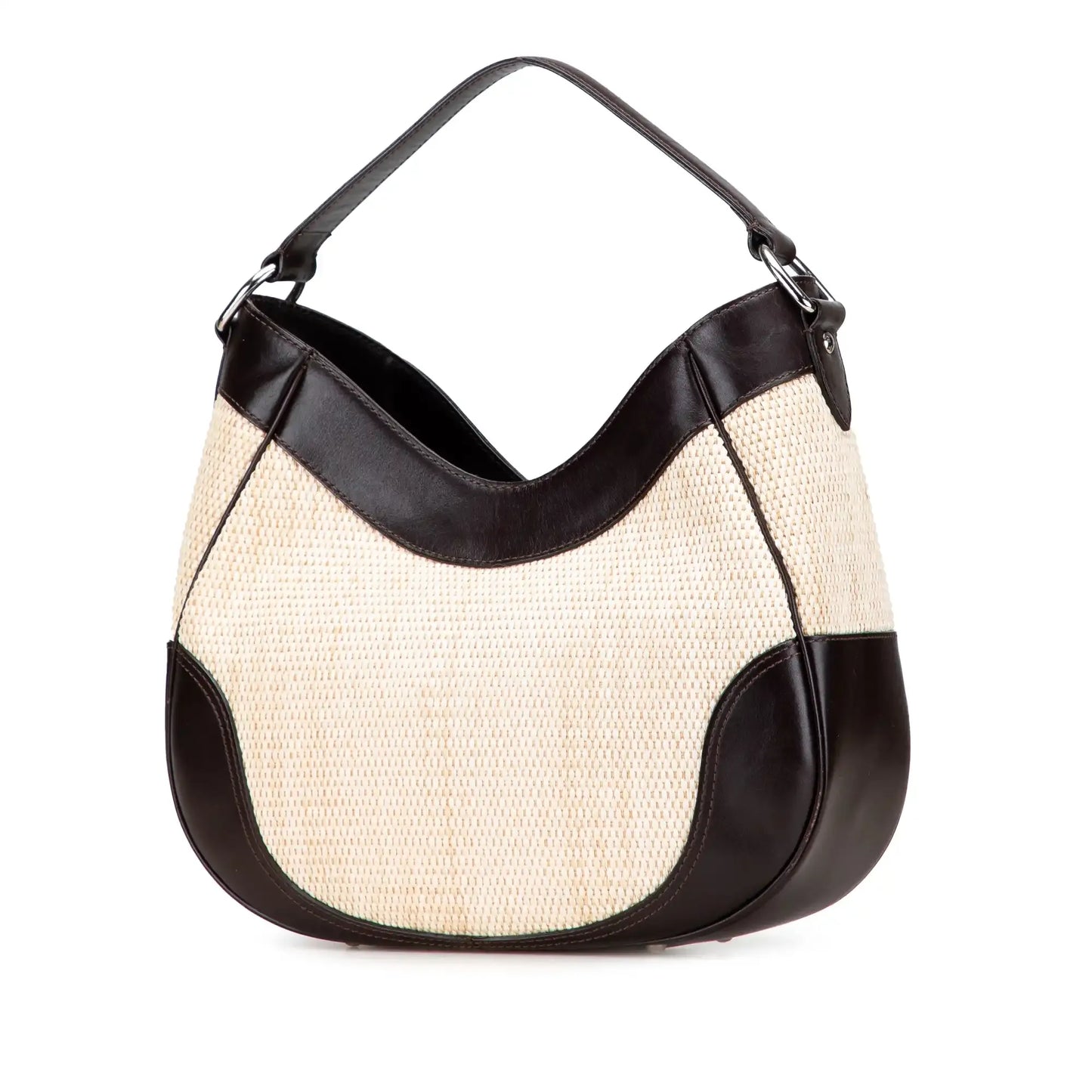 Burberry Straw and Leather Shoulder Bag
