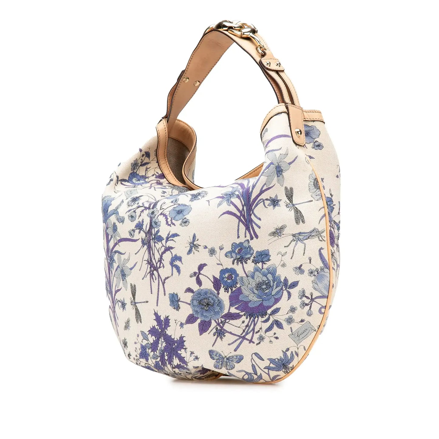 Gucci Canvas Flora Horsebit Wave Hobo
