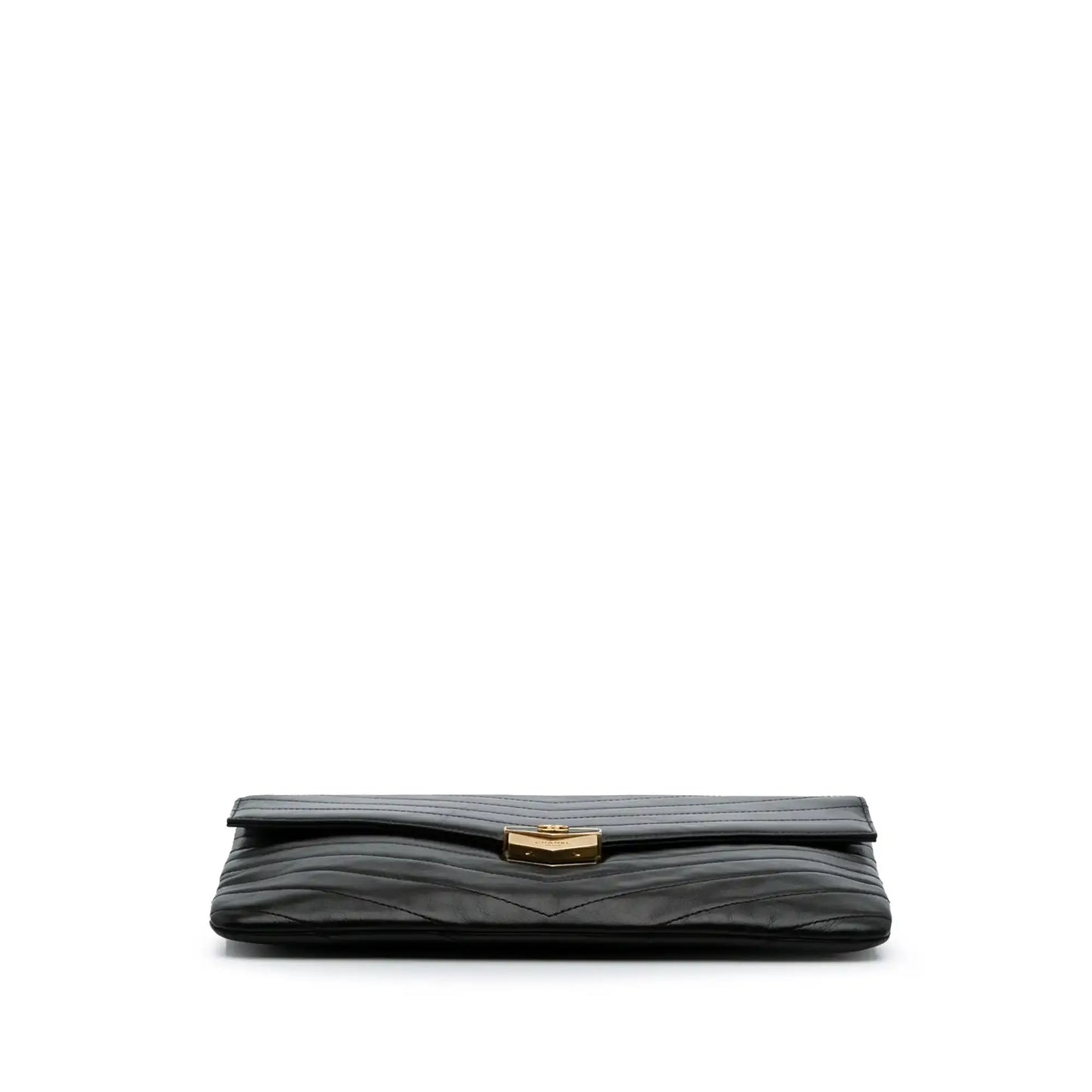 Chanel Paris Hamburg Chevron Lambskin Clutch