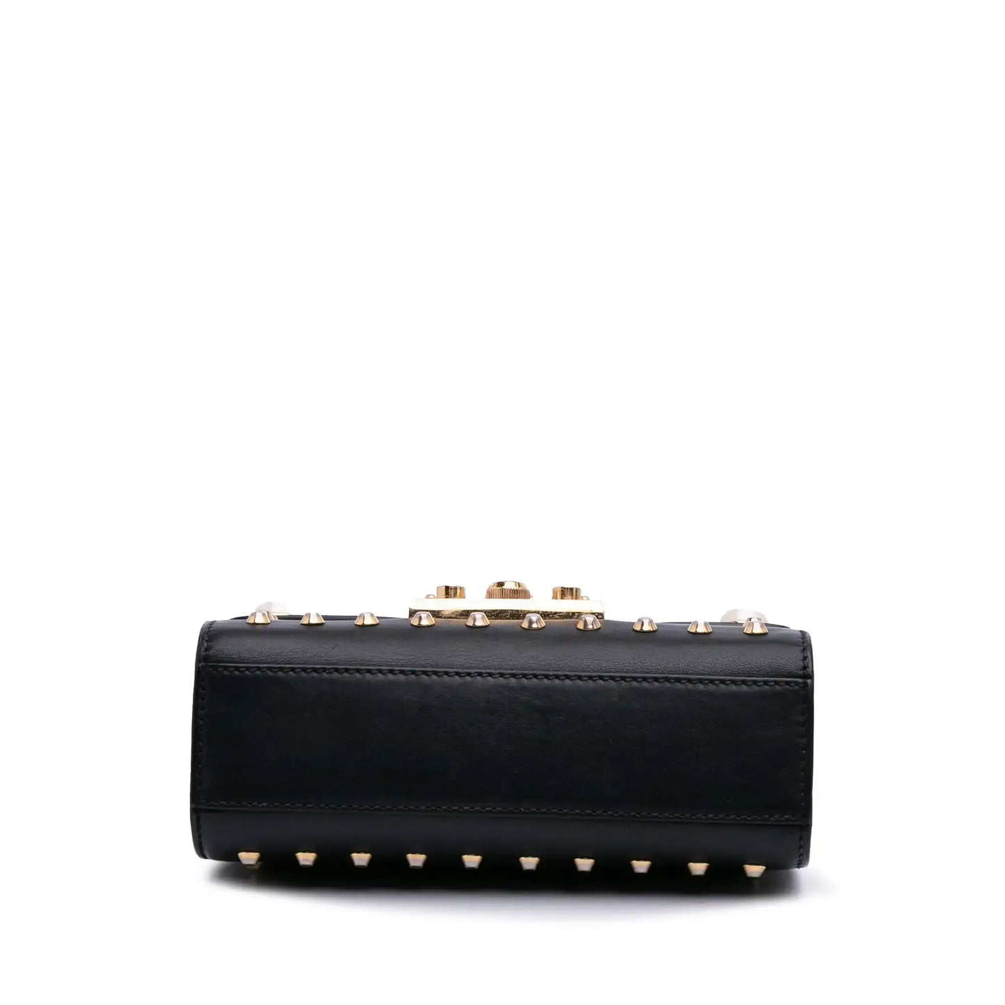 Gucci Small Pearl Studded Leather Padlock Crossbody