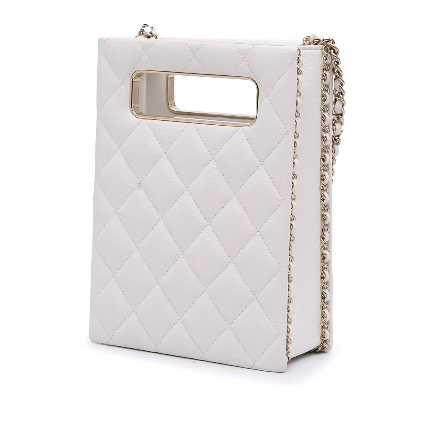 Chanel Mini Quilted Caviar Cut Out Evening Tote