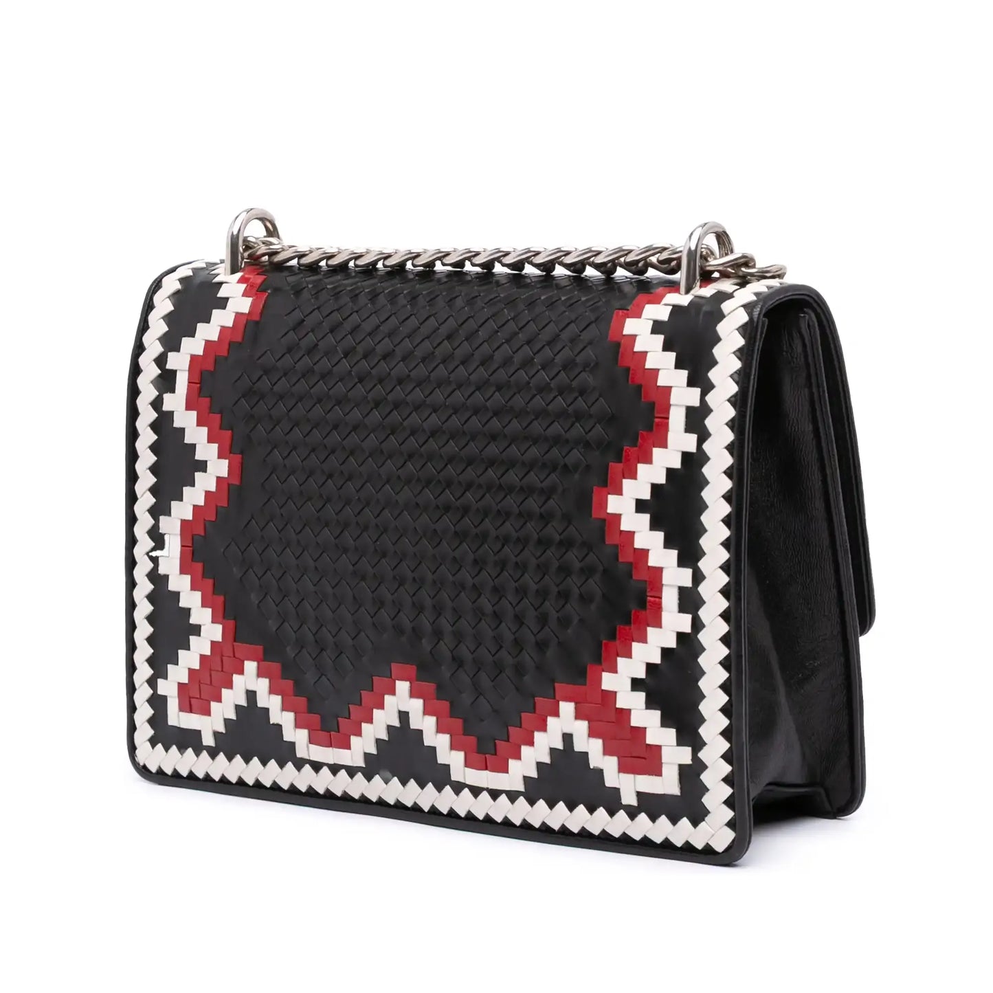 Prada Goatskin Woven Madras Crossbody