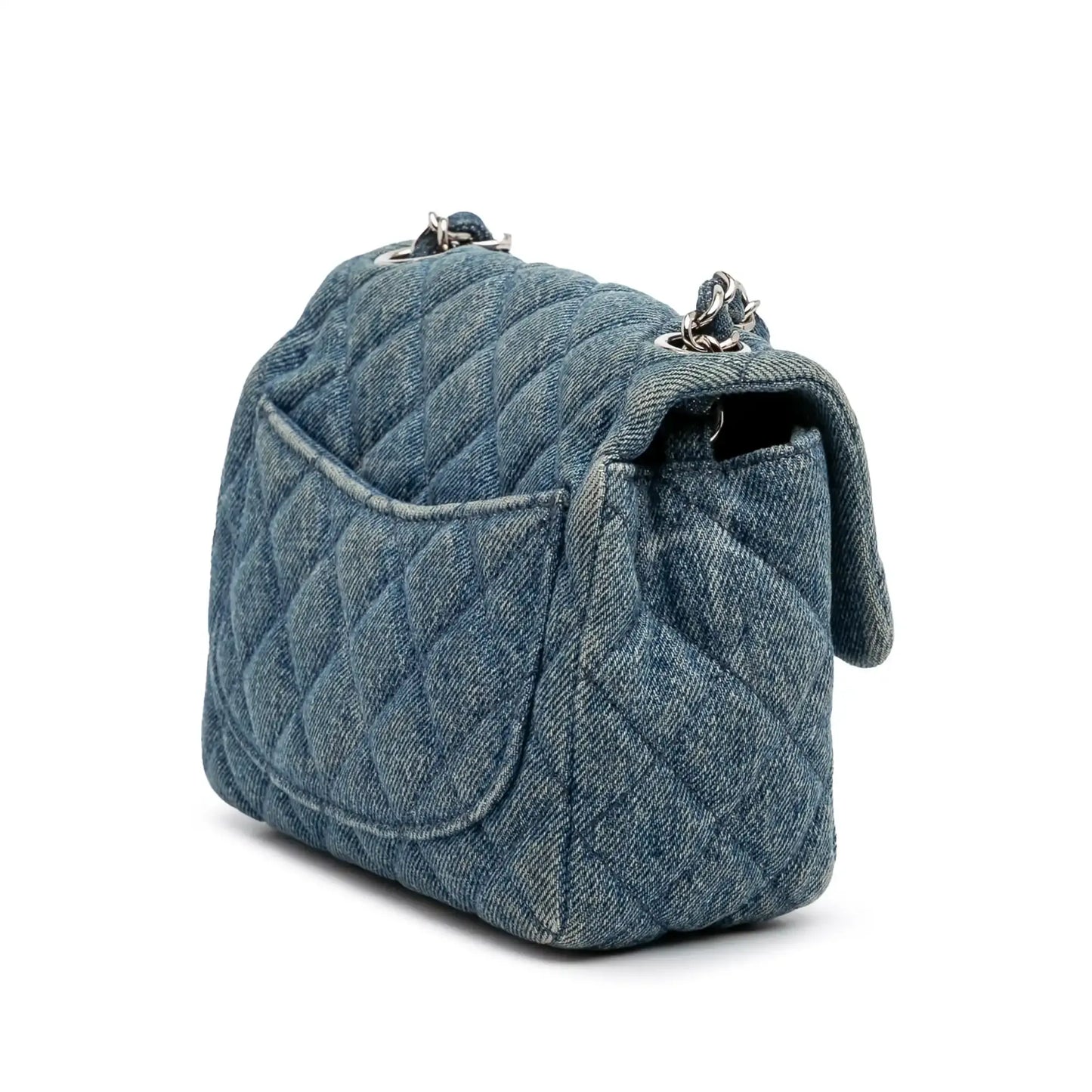 Chanel Mini Square CC Quilted Denim Single Flap