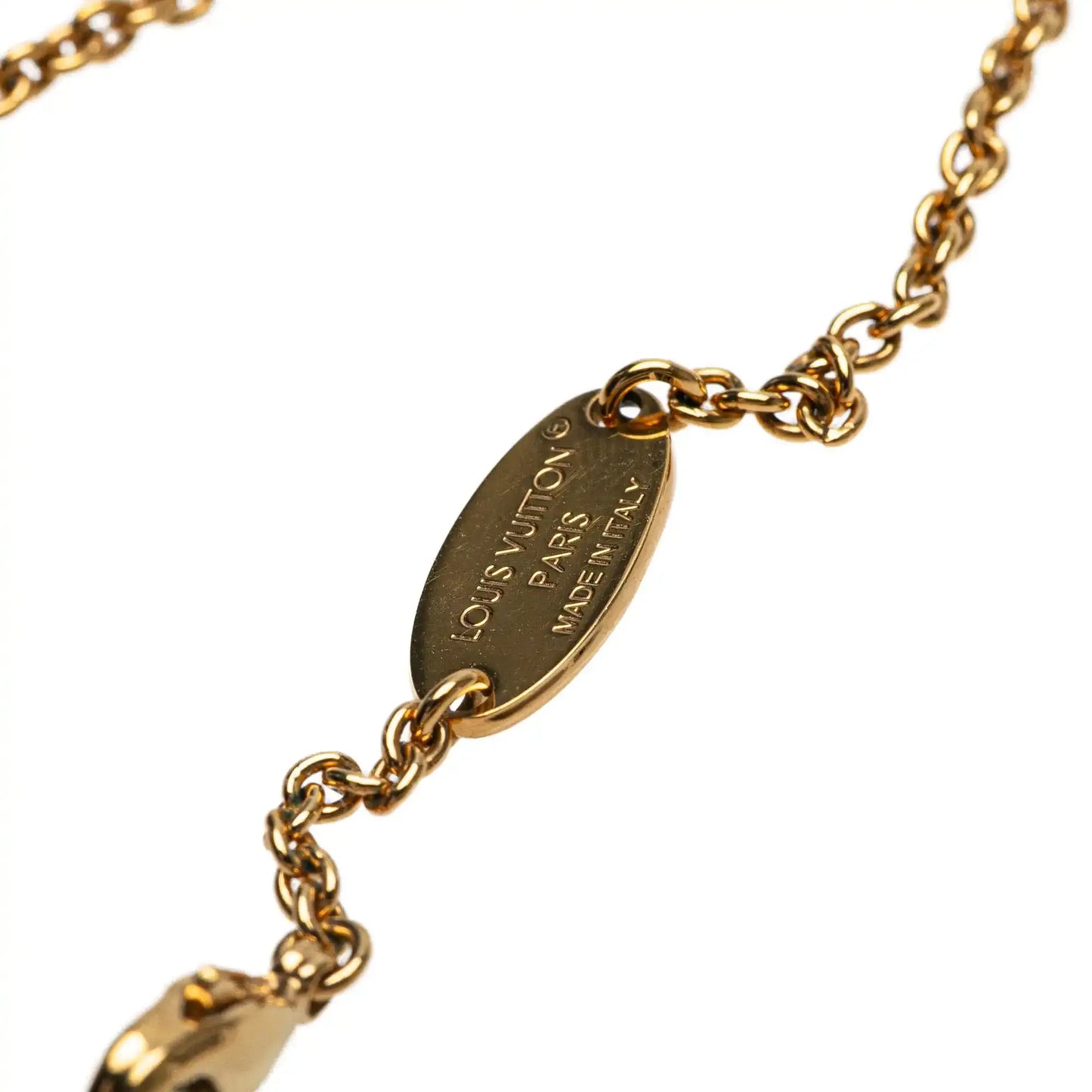 Louis Vuitton Gold Plated LV Crystal Iconic Pendant Necklace
