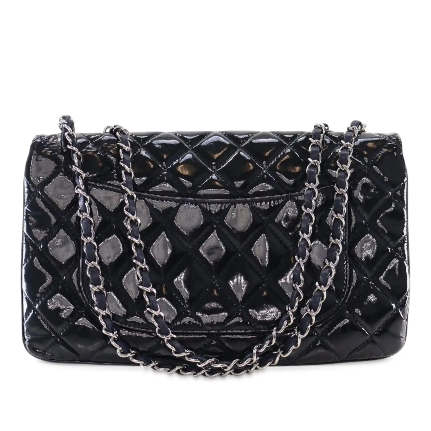 Chanel Jumbo Quilted Patent 3 Compartment Flap