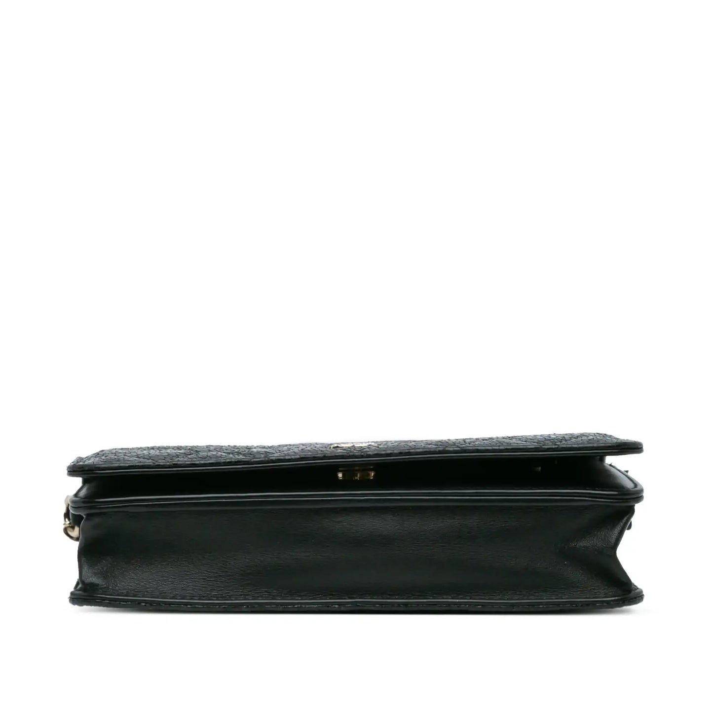 Chanel Quilted Crackled Patent Calfskin Pearl Wallet On Chain