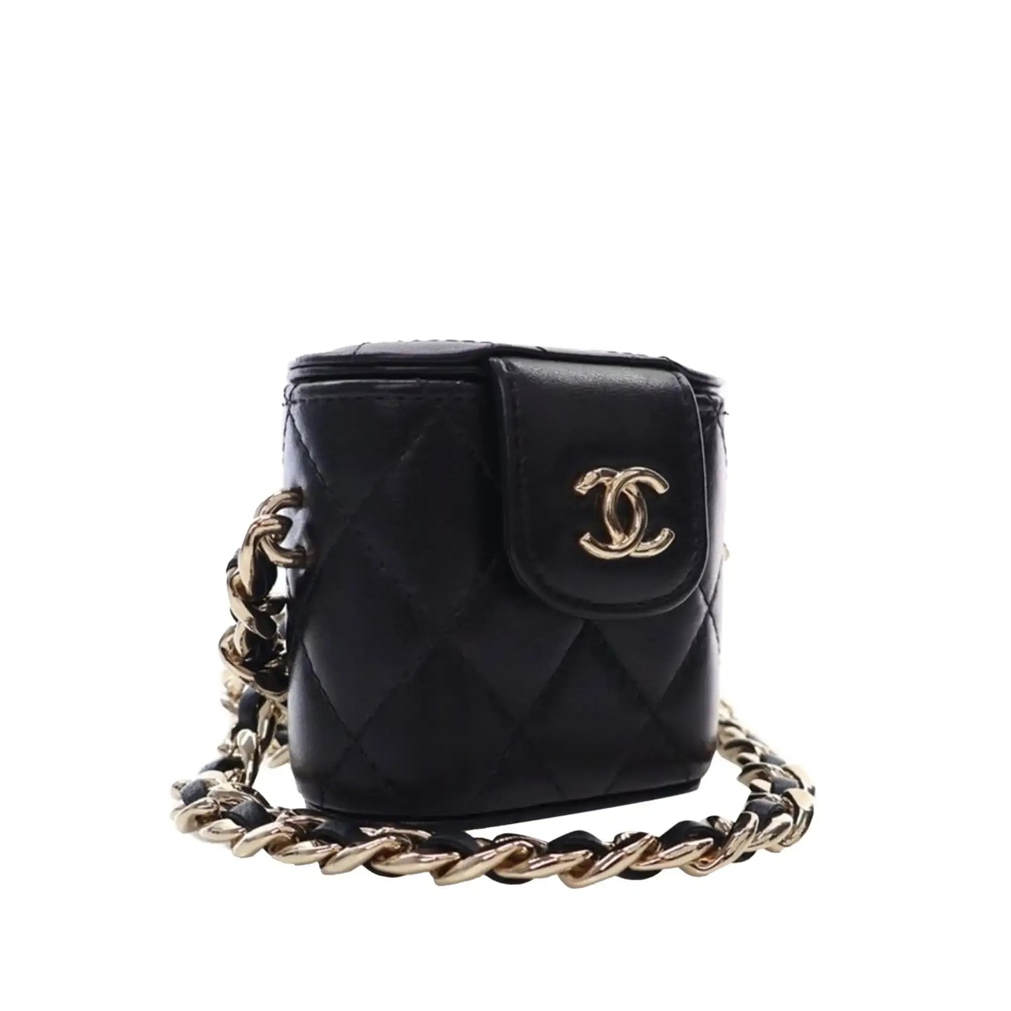 Chanel Mini Quilted Lambskin Resin Elegant Chain Tubular Vanity Case