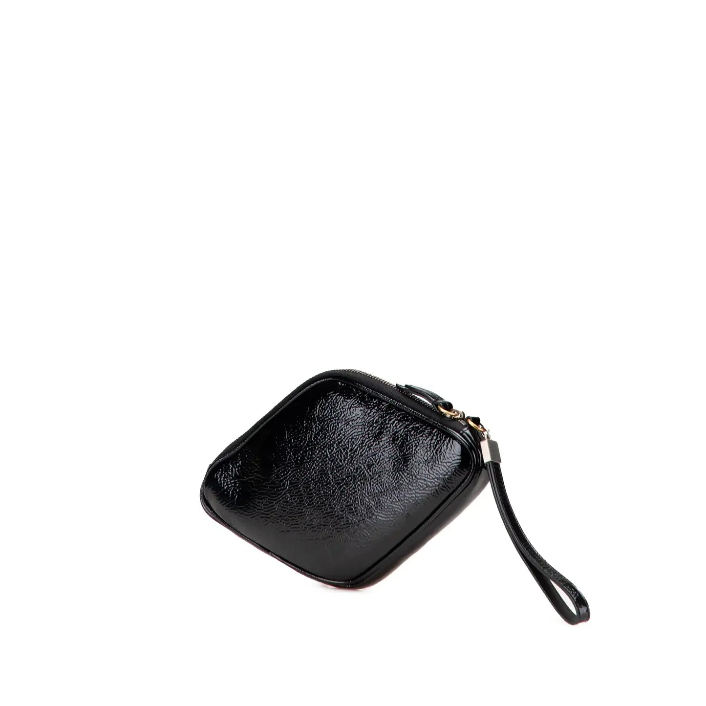 Gucci Patent and Rubber Game Patch Logo Wristlet Bag