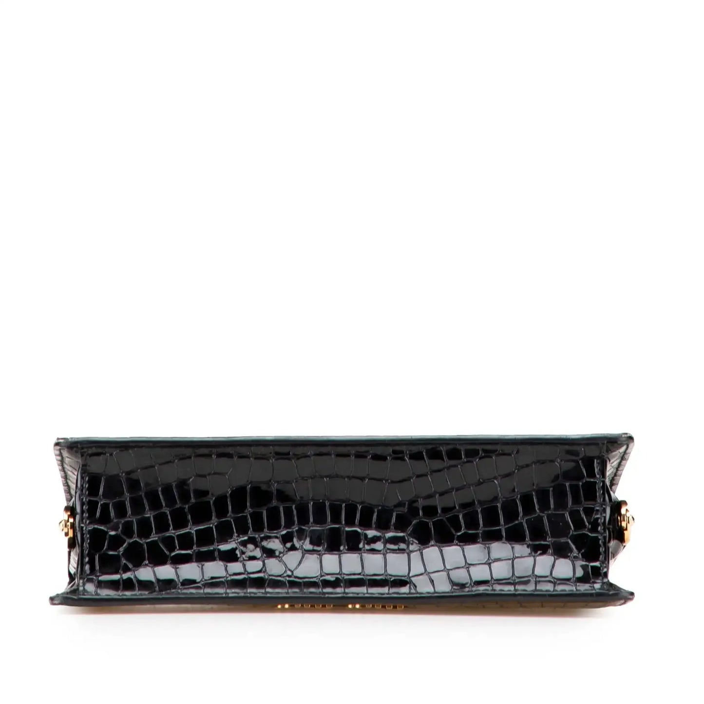 Miu Miu Croc Embossed Leather Crystal Embellished Solitaire Clutch