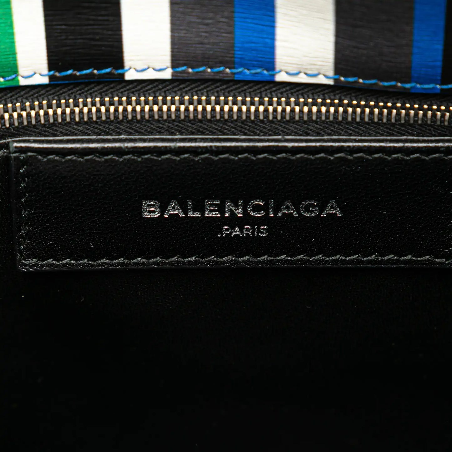Balenciaga Mini Leather Striped Papier A6 Zip Around Satchel