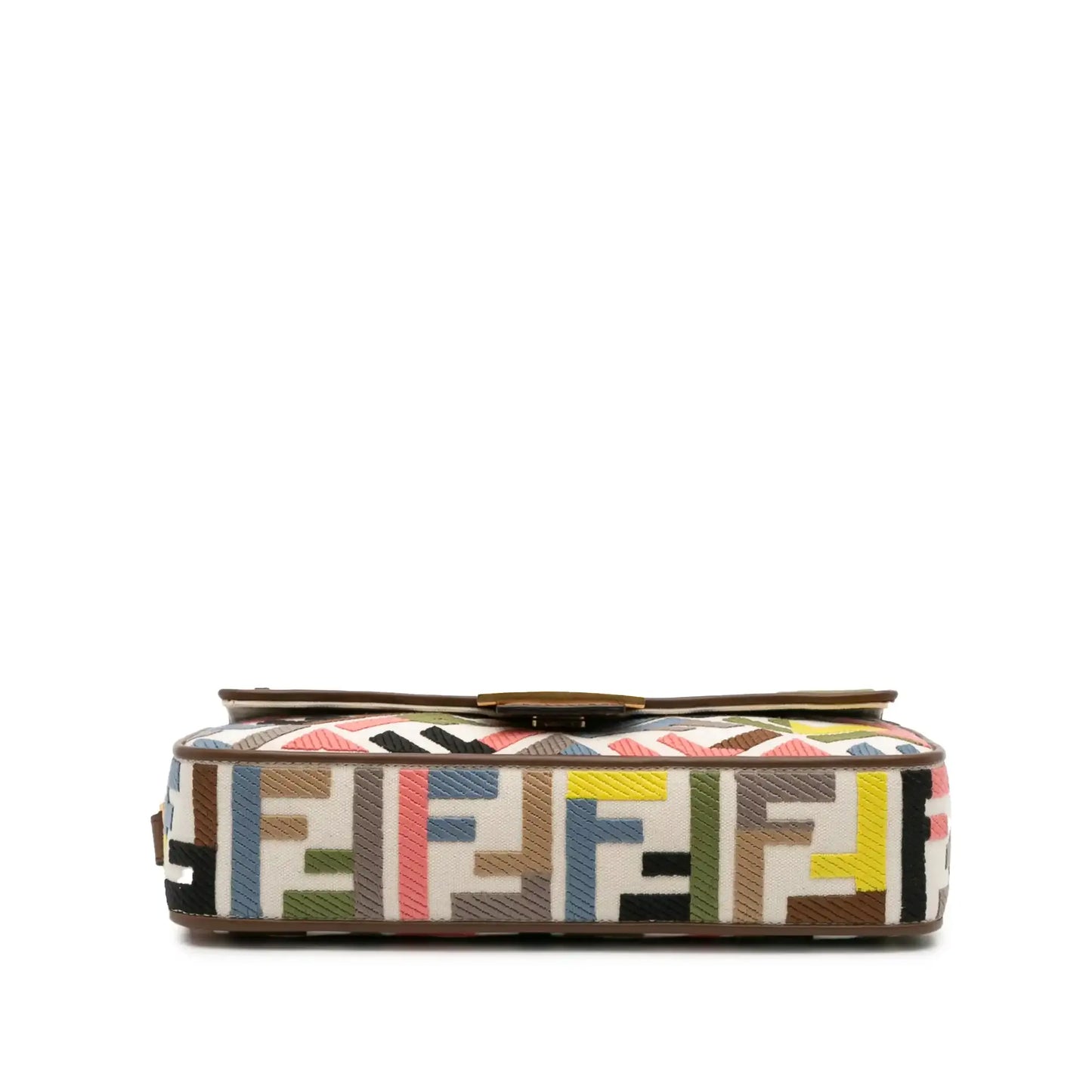 Fendi Zucca Canvas Embroidered Baguette Satchel