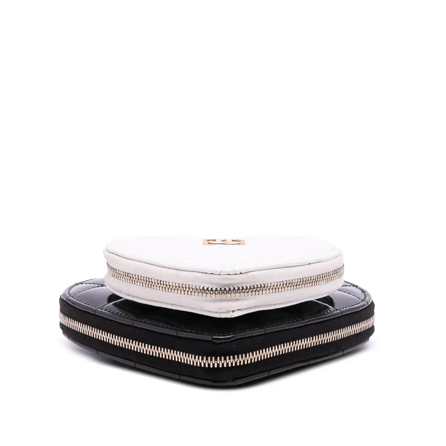 Chanel Quilted Patent Calfskin CC Heart Clutch With Chain