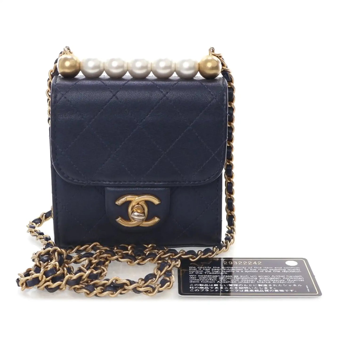 Chanel Mini Goatskin Chic Pearls Clutch On Chain
