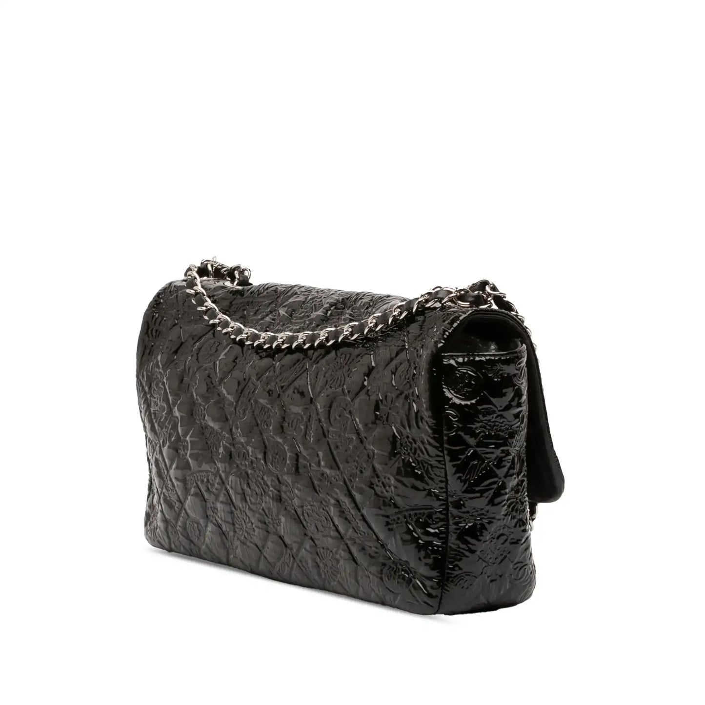 Chanel Jumbo Patent Embossed Lucky Symbols Flap