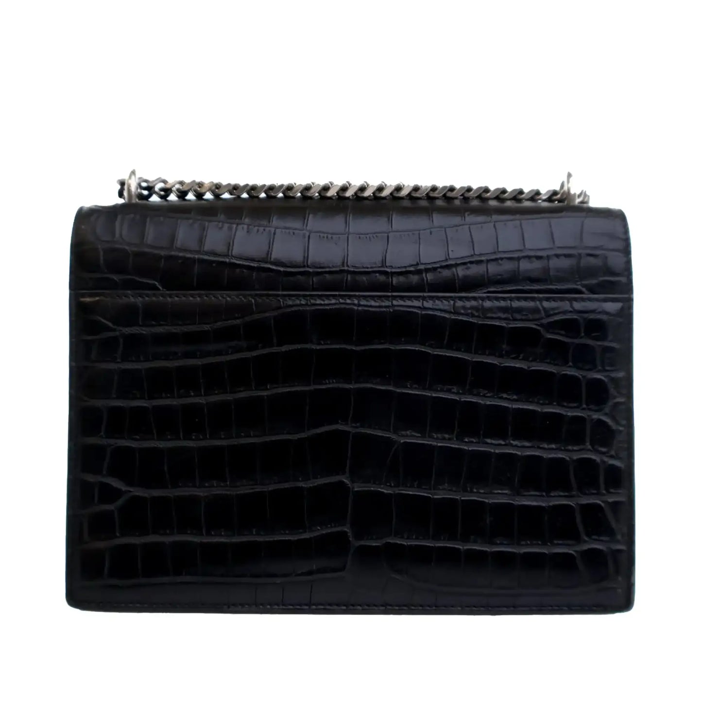 Saint Laurent Medium Croc Embossed Calfskin Sunset Flap Crossbody