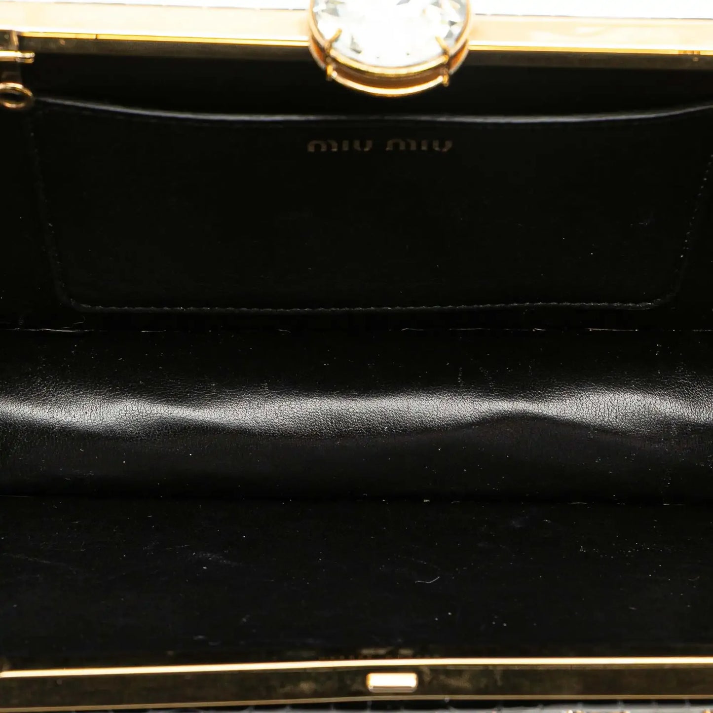 Miu Miu Croc Embossed Leather Crystal Embellished Solitaire Clutch