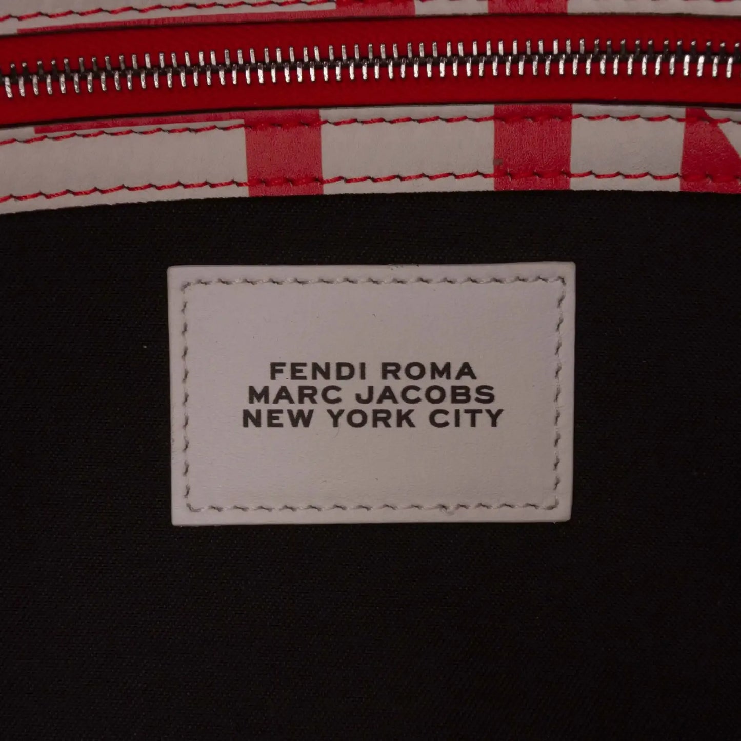 Fendi Marc Jacobs Nappa Vitello King Logo Print Phone Baguette Satchel